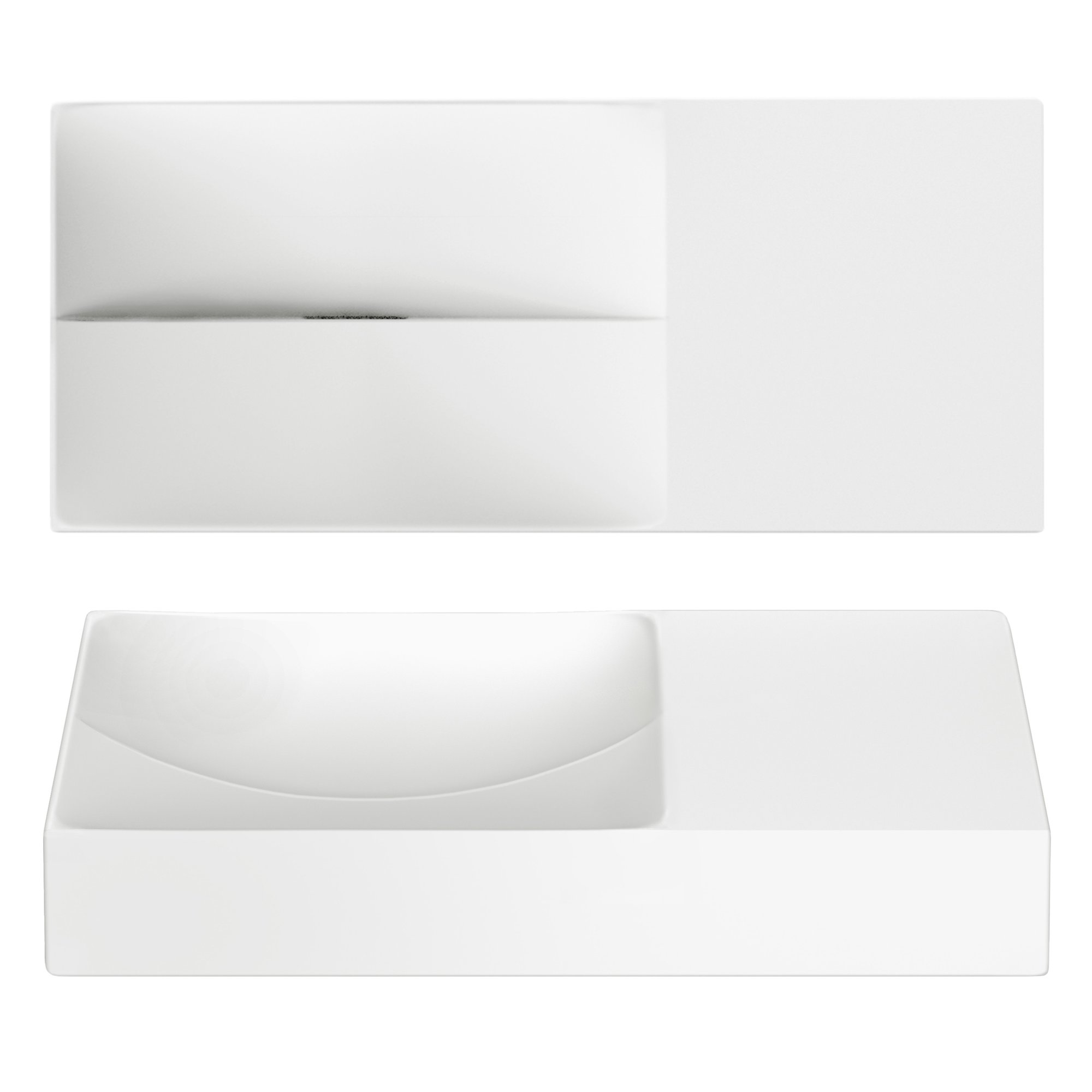 Clou Vale fontein 45x19cm keramiek - zonder kraangat rechts - mat wit - CL/03.02162.R - Afbeelding 2