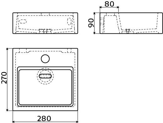 Clou Flush 1 fontein 28x27cm keramiek - met kraangat - glans wit - CL/03.03010 - Afbeelding 7