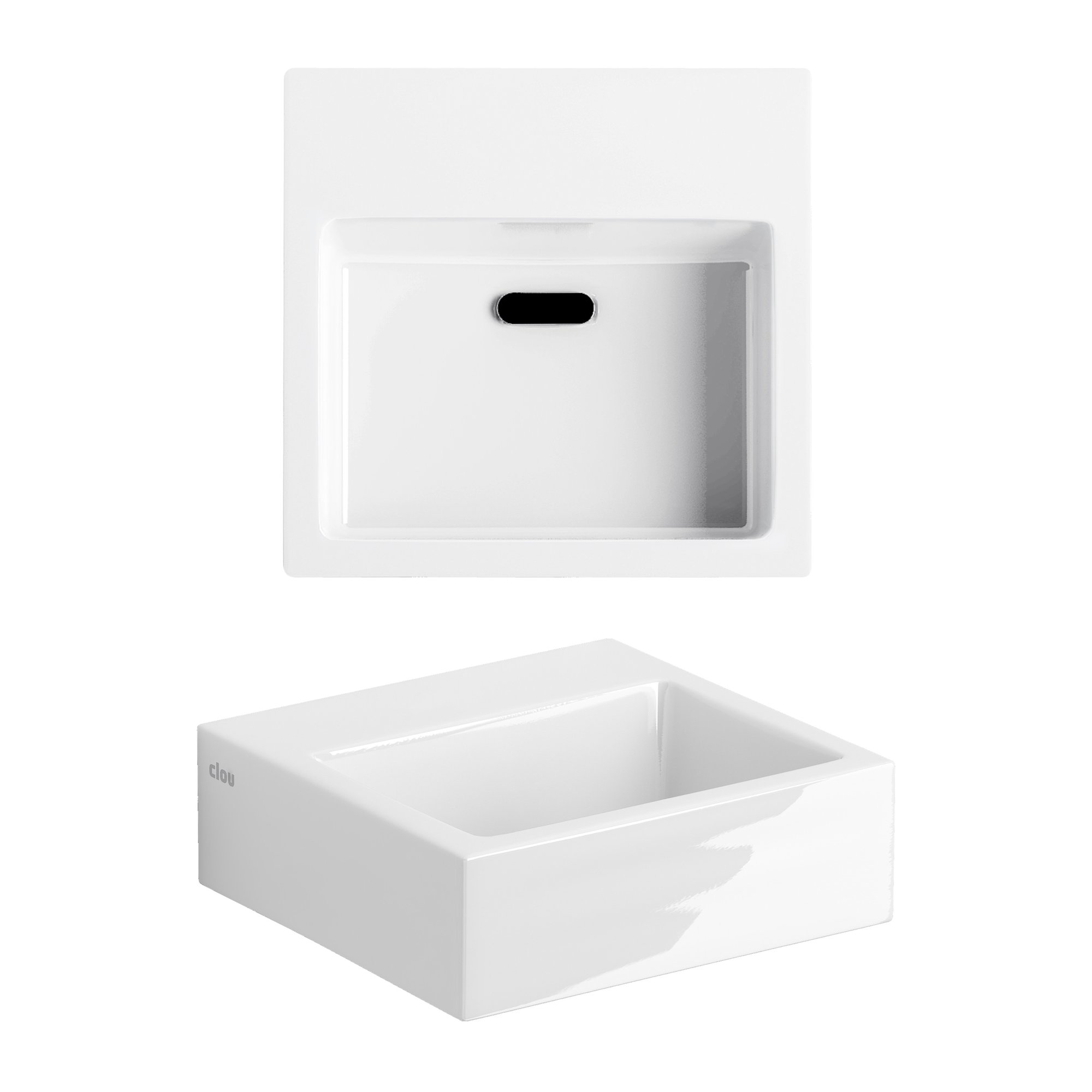 Clou Flush 1 fontein 28x27cm keramiek - zonder kraangat - glans wit - CL/03.03011 - Afbeelding 2