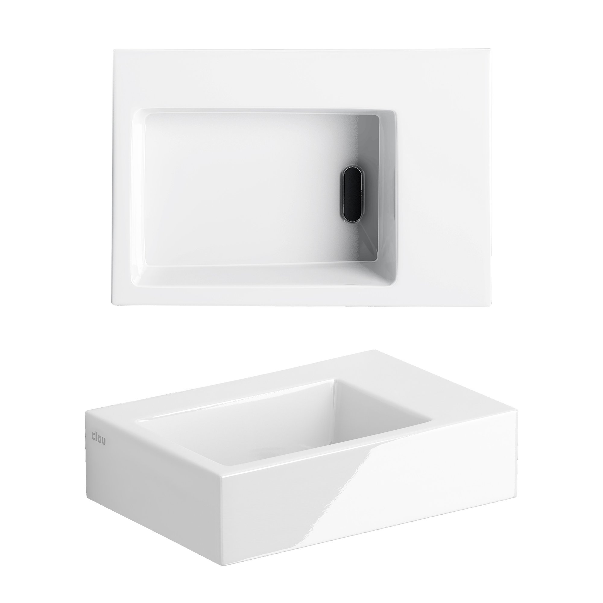 Clou Flush 2 fontein 36x24,5cm keramiek - zonder kraangat - glans wit - CL/03.03021-1 - Afbeelding 2