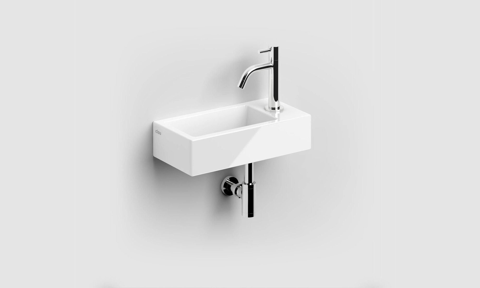 Clou Flush 3 fontein 36x18cm keramiek - met kraangat - rechts - glans wit - CL/03.03030 - Afbeelding 3