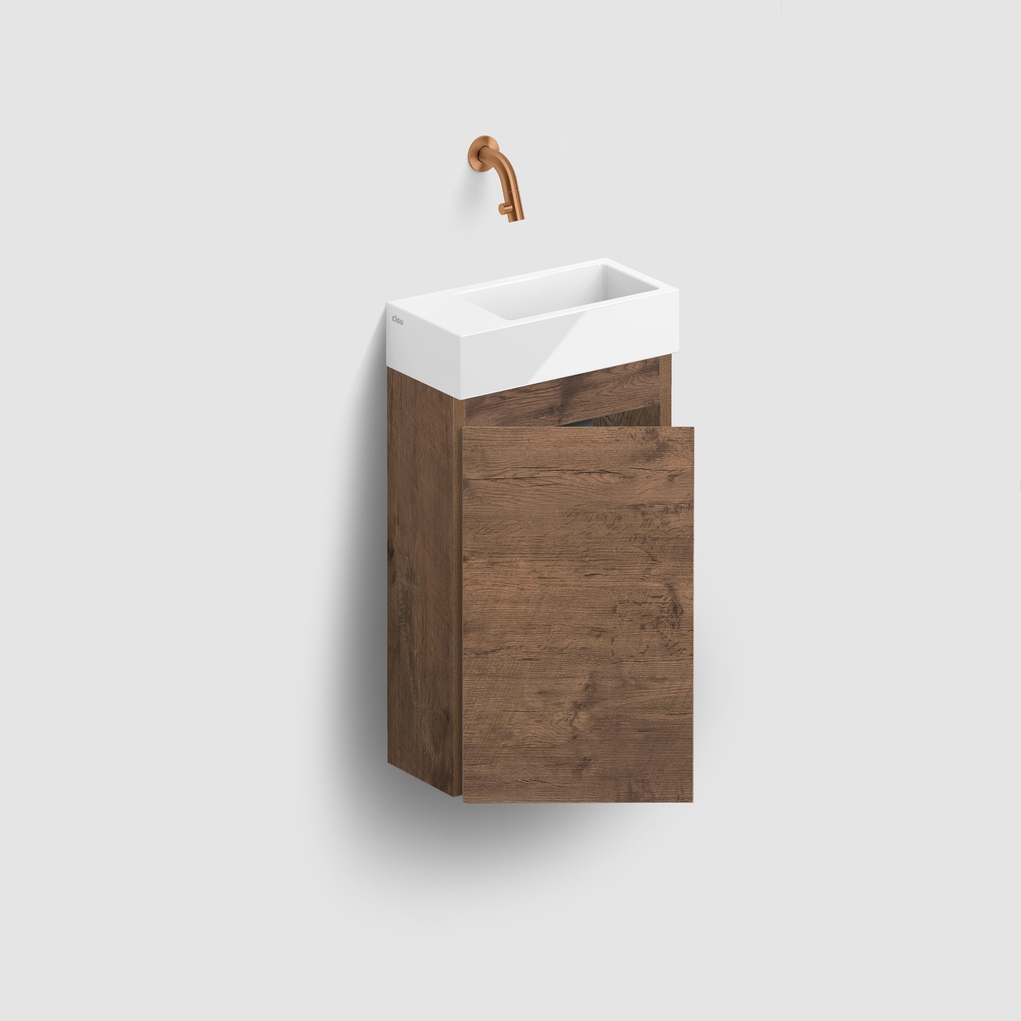 Clou Flush 3 fonteinmeubel 36x18cm keramiek - donker eiken links - zonder kraangat - glans wit - CL/03.03031 - IB/07.16.7036.64.L - Afbeelding 2