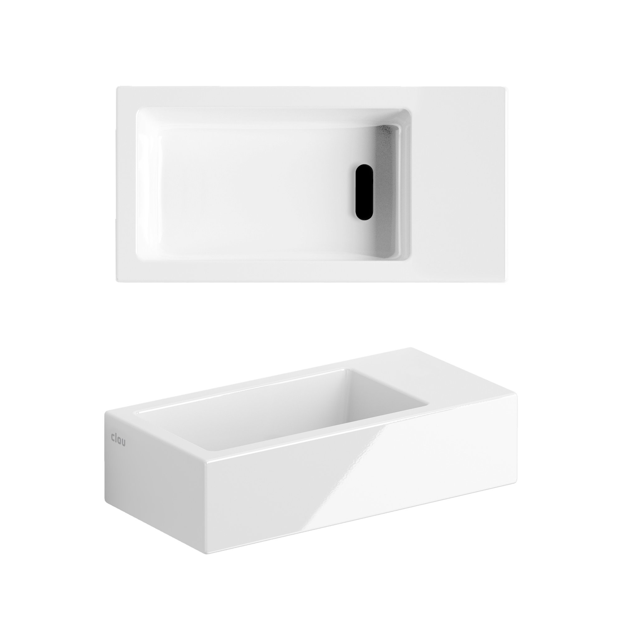 Clou Flush 3 fontein 36x18cm keramiek - zonder kraangat - rechts - glans wit - CL/03.03031 - Afbeelding 2