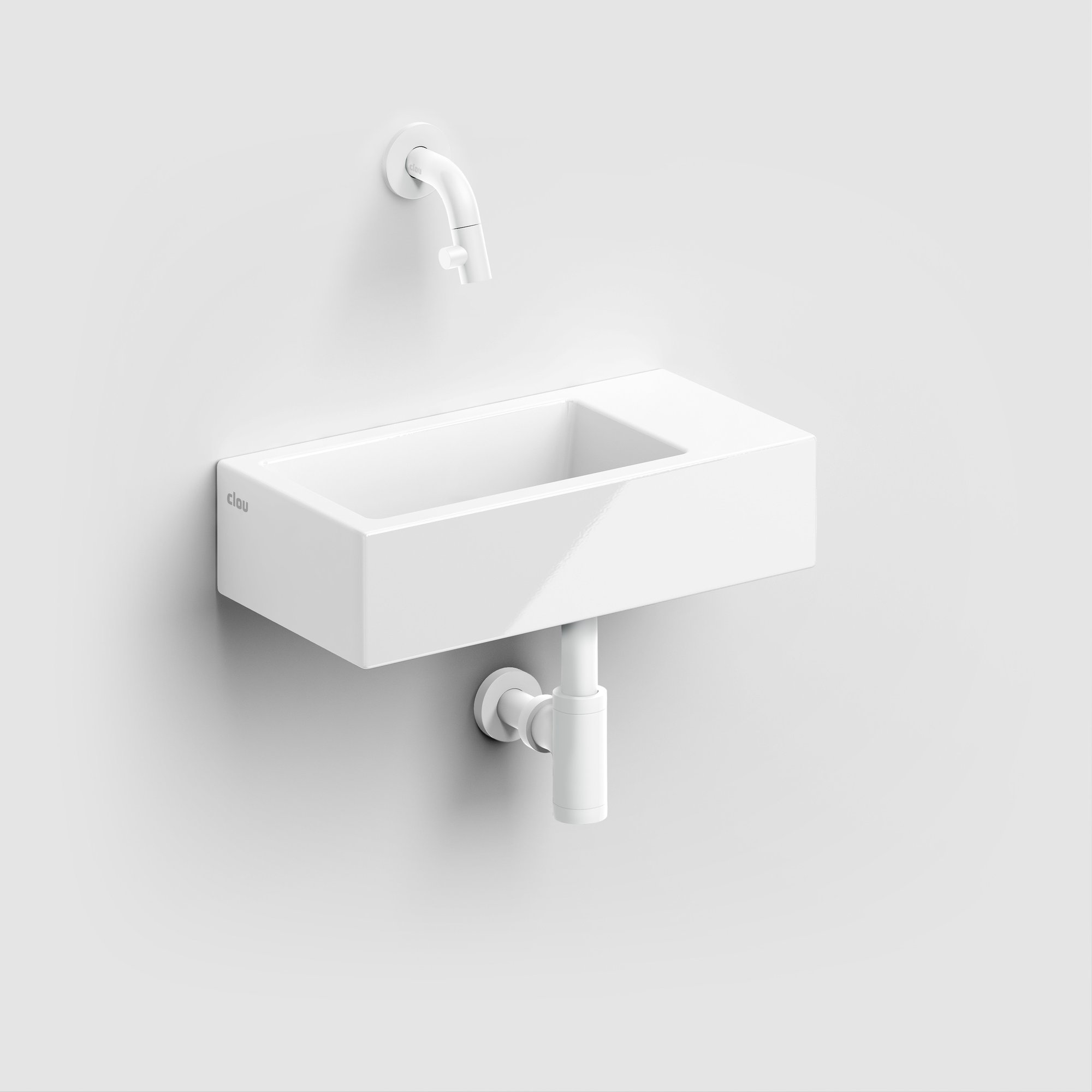 Clou Flush 3 fontein 36x18cm keramiek - zonder kraangat - rechts - glans wit - CL/03.03031 - Afbeelding 5