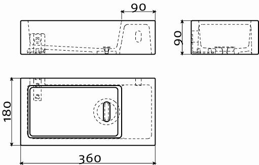 Clou Flush 3 fontein 36x18cm keramiek - zonder kraangat - rechts - glans wit - CL/03.03031 - Afbeelding 7