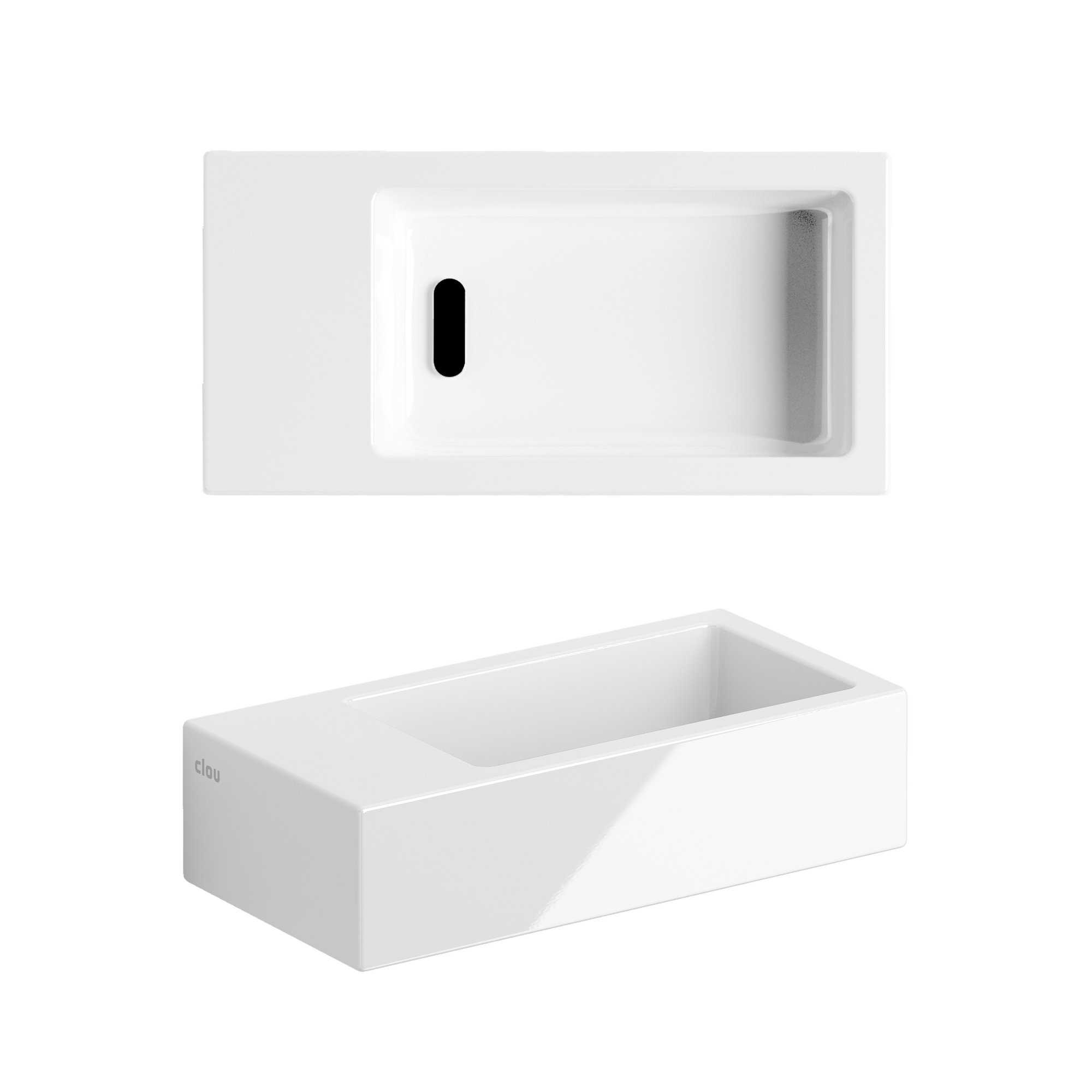 Clou Flush 3 fontein 36x18cm keramiek - zonder kraangat - links - glans wit - CL/03.03033-1 - Afbeelding 2