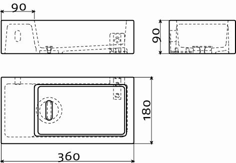 Clou Flush 3 fontein 36x18cm keramiek - zonder kraangat - links - glans wit - CL/03.03033-1 - Afbeelding 6