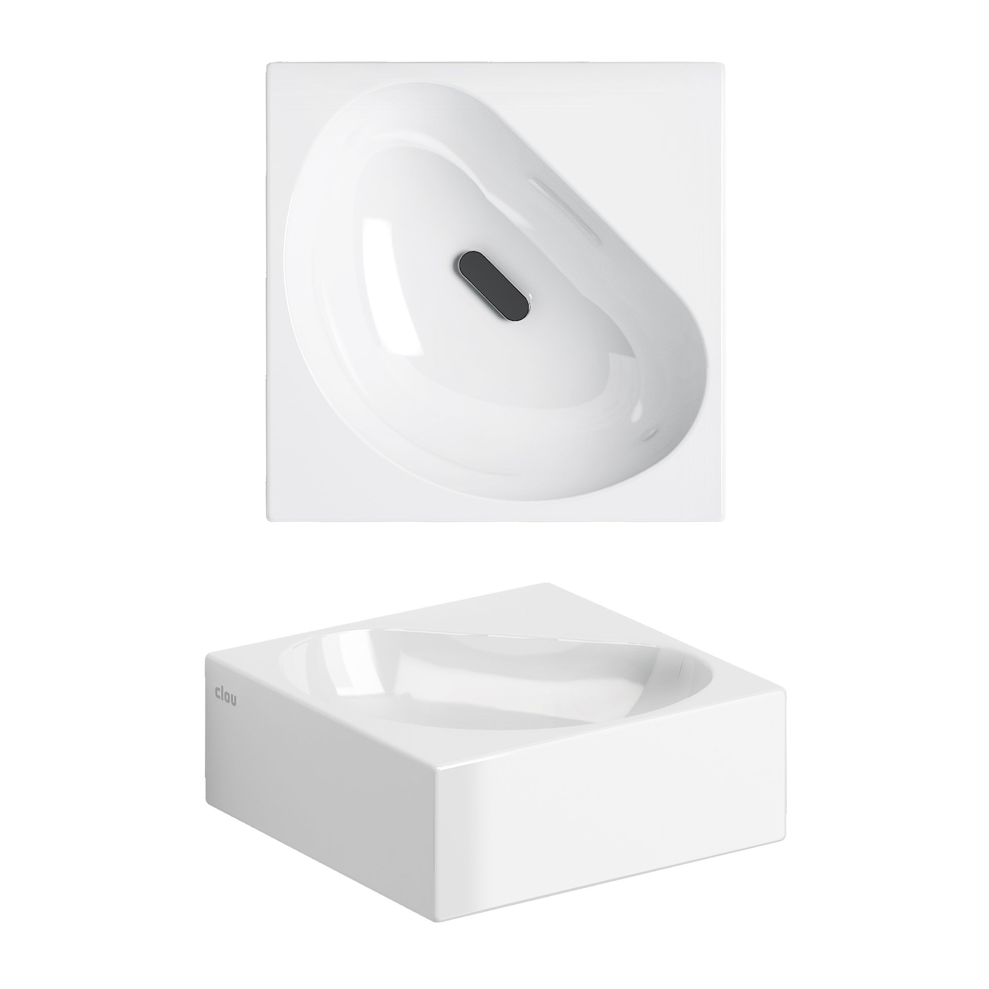 Clou Flush 5 hoekfontein 27x27cm keramiek - zonder kraangat - wit - CL/03.03051 - Afbeelding 2