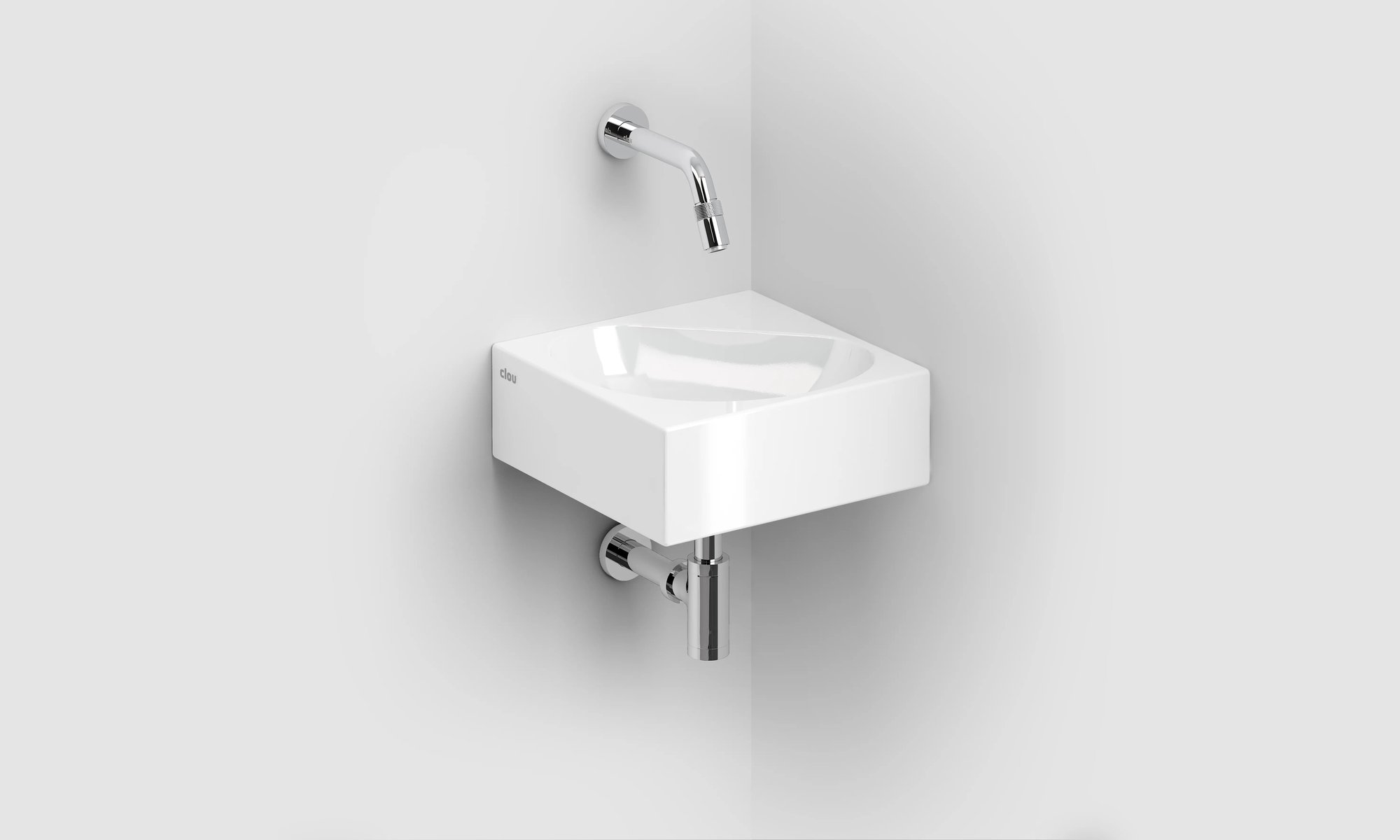 Clou Flush 5 hoekfontein 27x27cm keramiek - zonder kraangat - wit - CL/03.03051 - Afbeelding 3