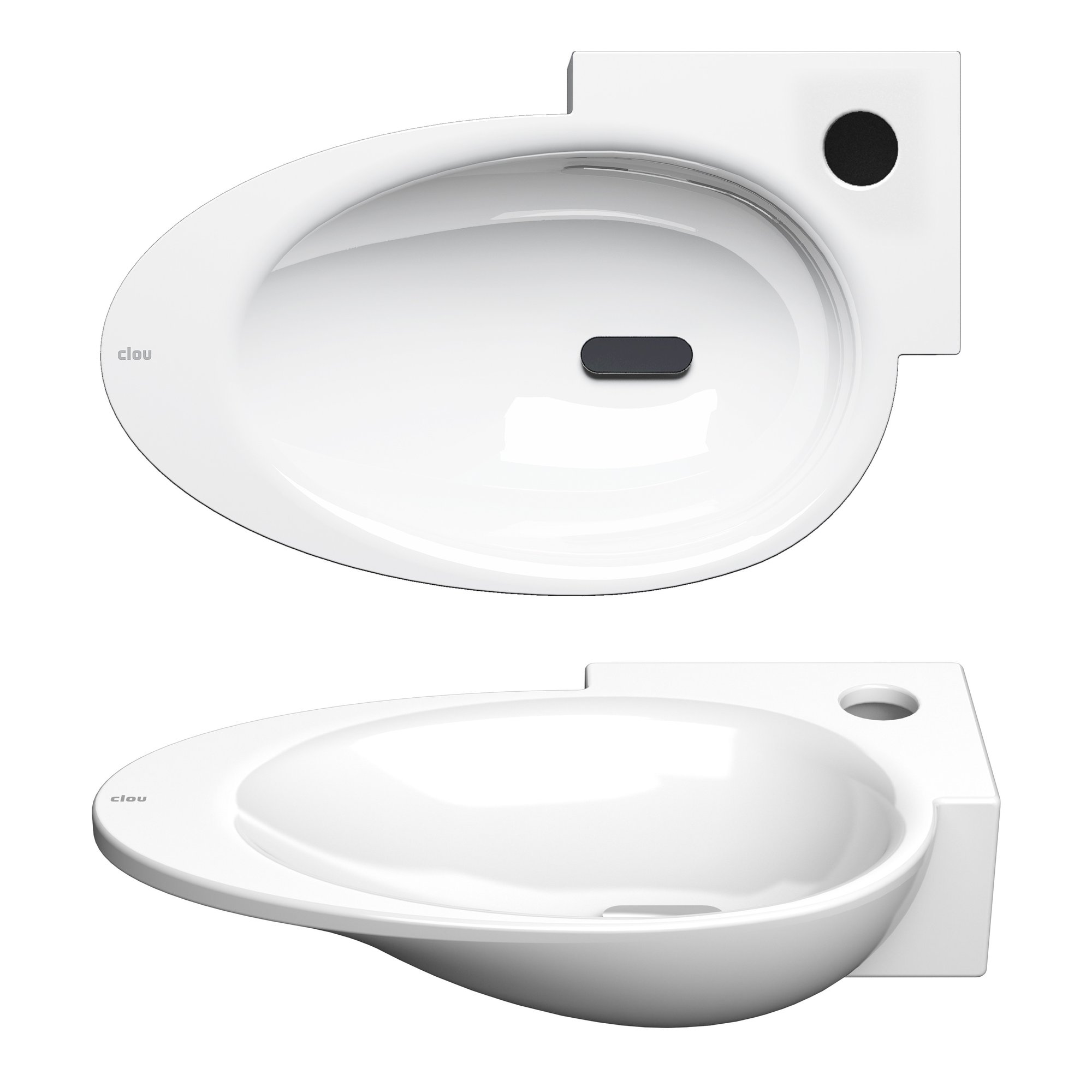 Clou First fontein 39x25cm keramiek - kraangat rechts - glans wit - CL/03.03100 - Afbeelding 2