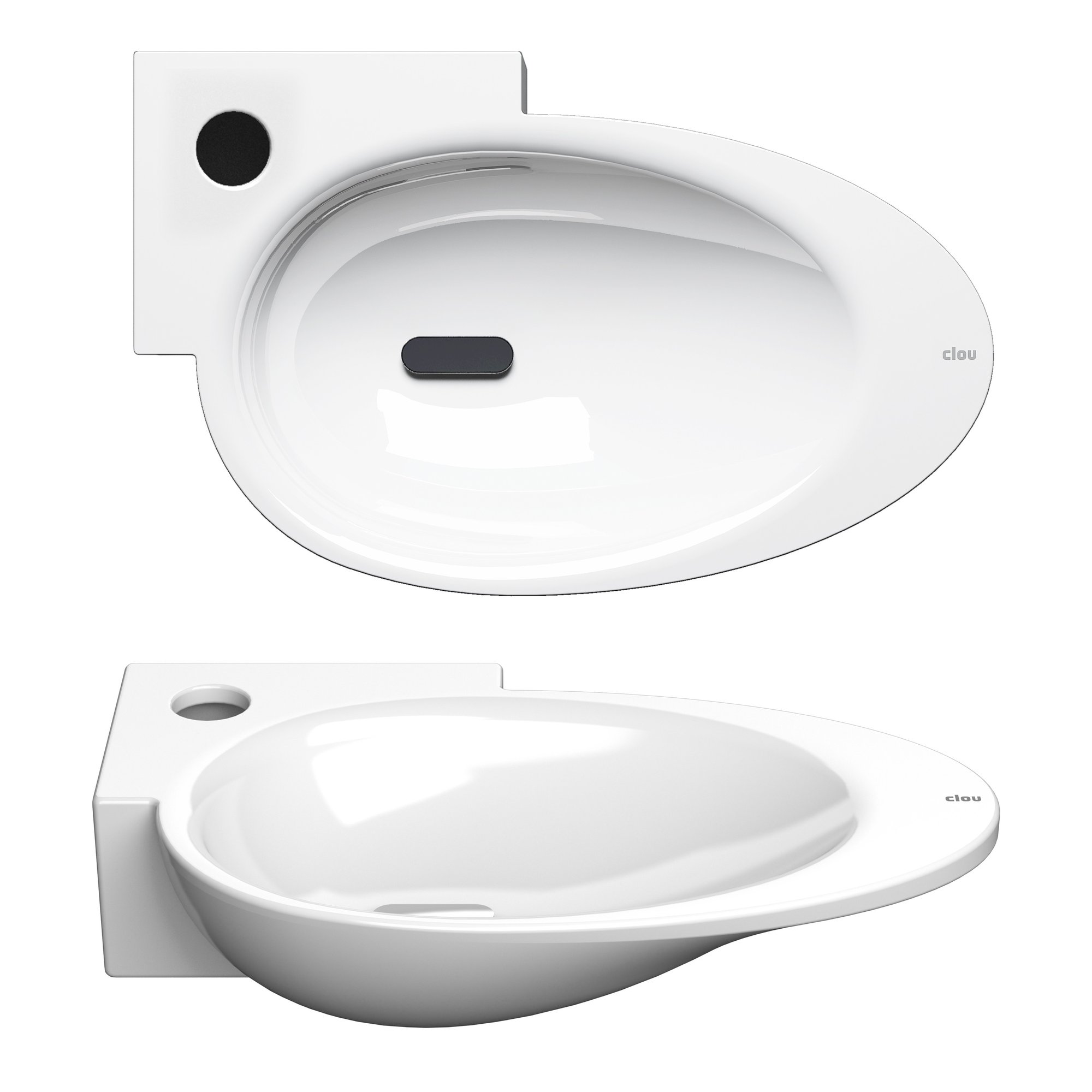 Clou First fontein 39x25cm keramiek - kraangat links - glans wit - CL/03.03101 - Afbeelding 2