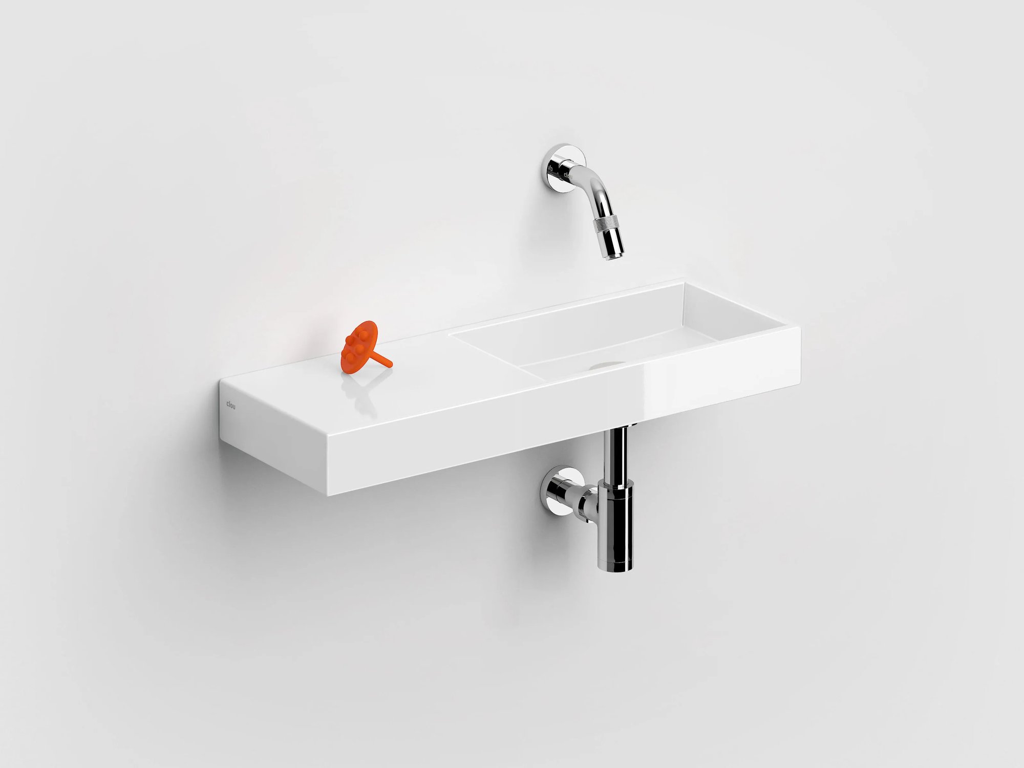 Clou Mini Wash Me fontein 56x19cm keramiek - zonder kraangat links - glans wit - CL/03.03139 - Afbeelding 2