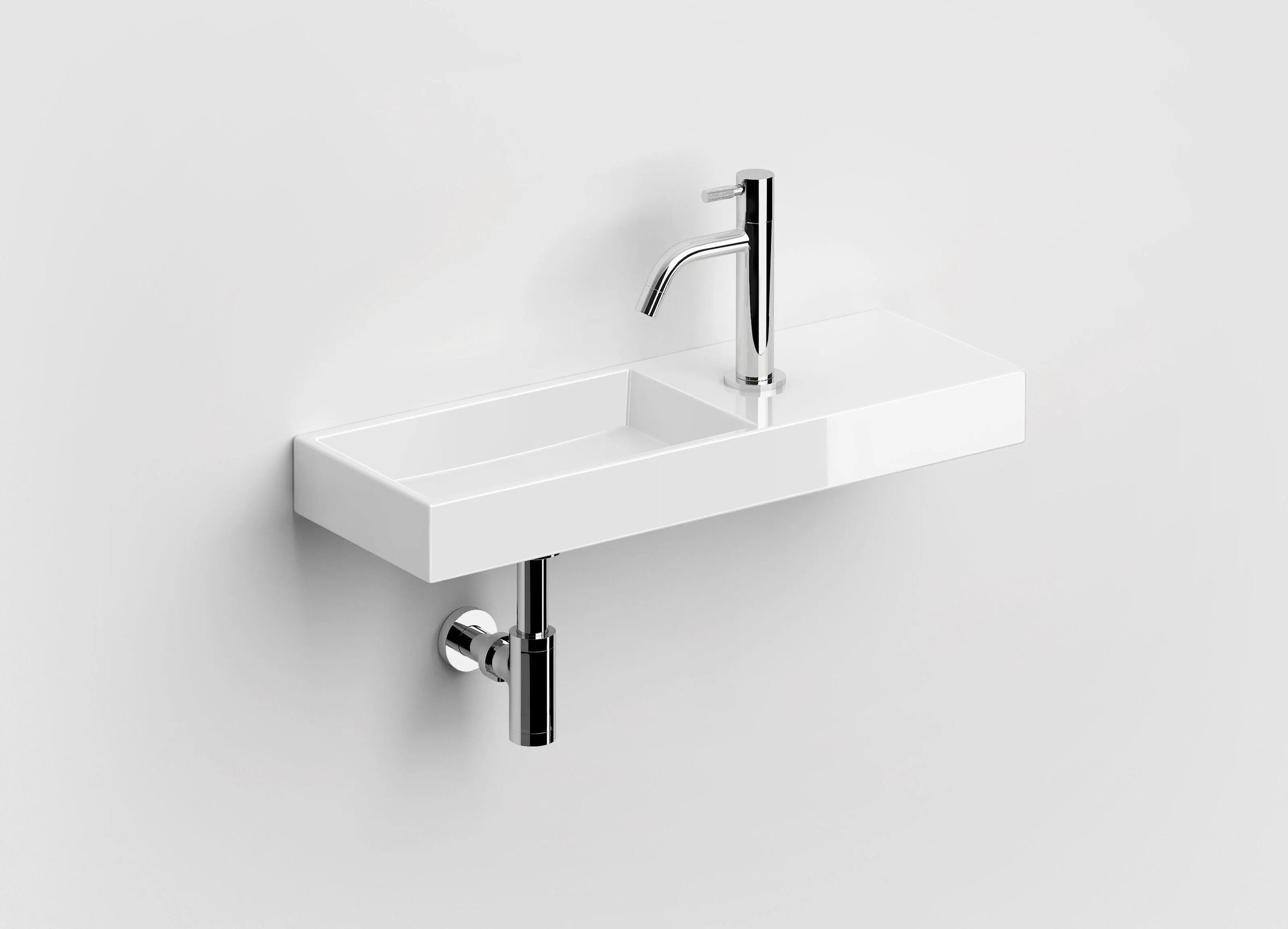 Clou Mini Wash Me fontein 56x19cm keramiek - met kraangat rechts - glans wit - CL/03.03140 - Afbeelding 2
