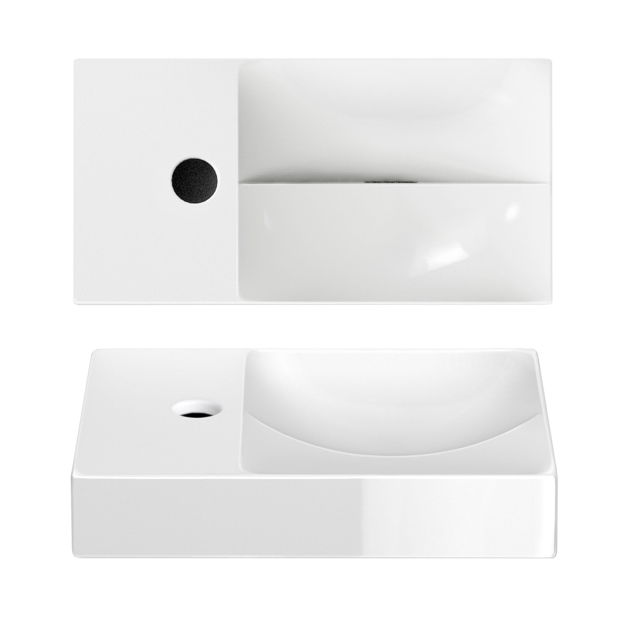 Clou Vale fontein 38x19cm keramiek - met kraangat links - glans wit - CL/03.03161.01.L - Afbeelding 2