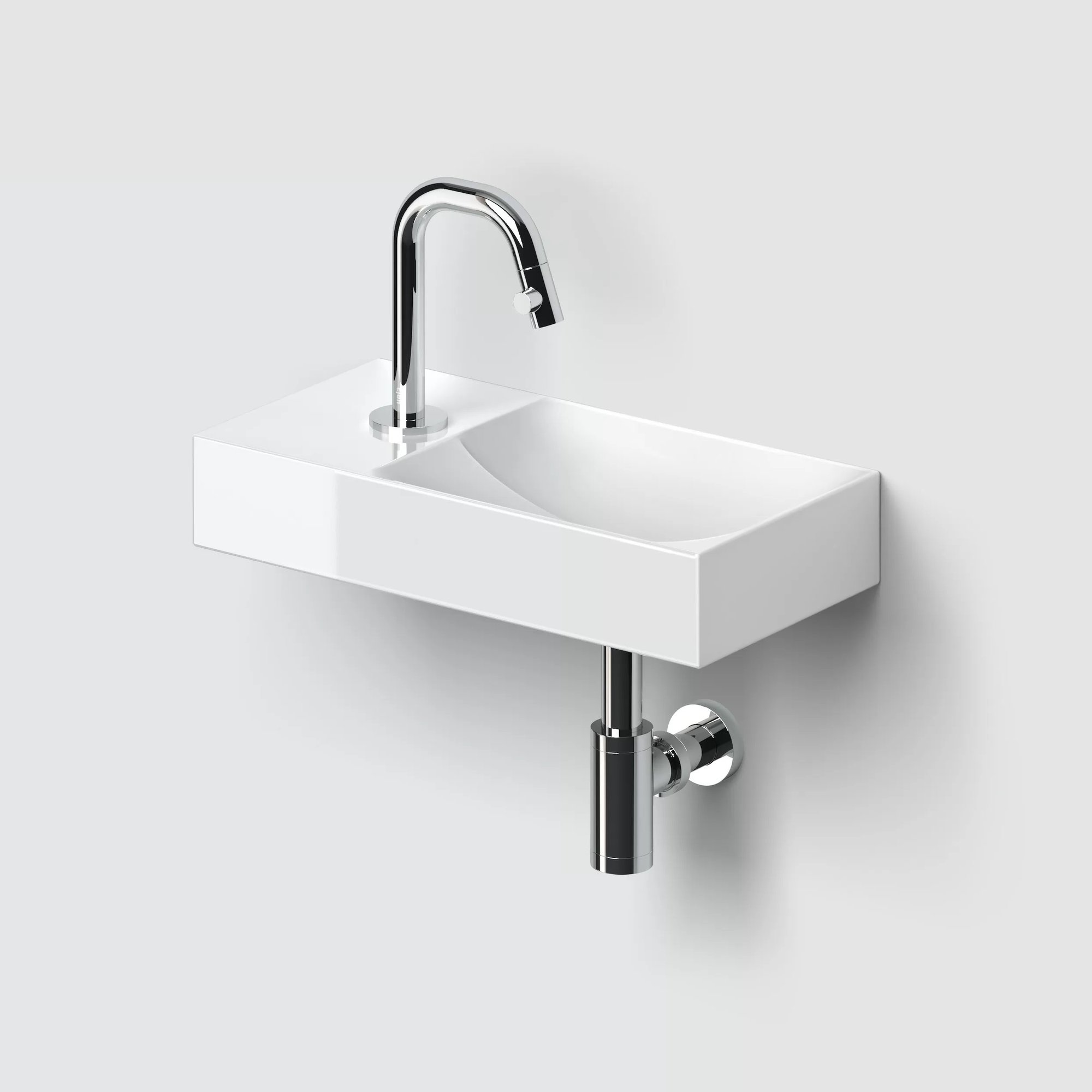 Clou Vale fontein 38x19cm keramiek - met kraangat links - glans wit - CL/03.03161.01.L - Afbeelding 3