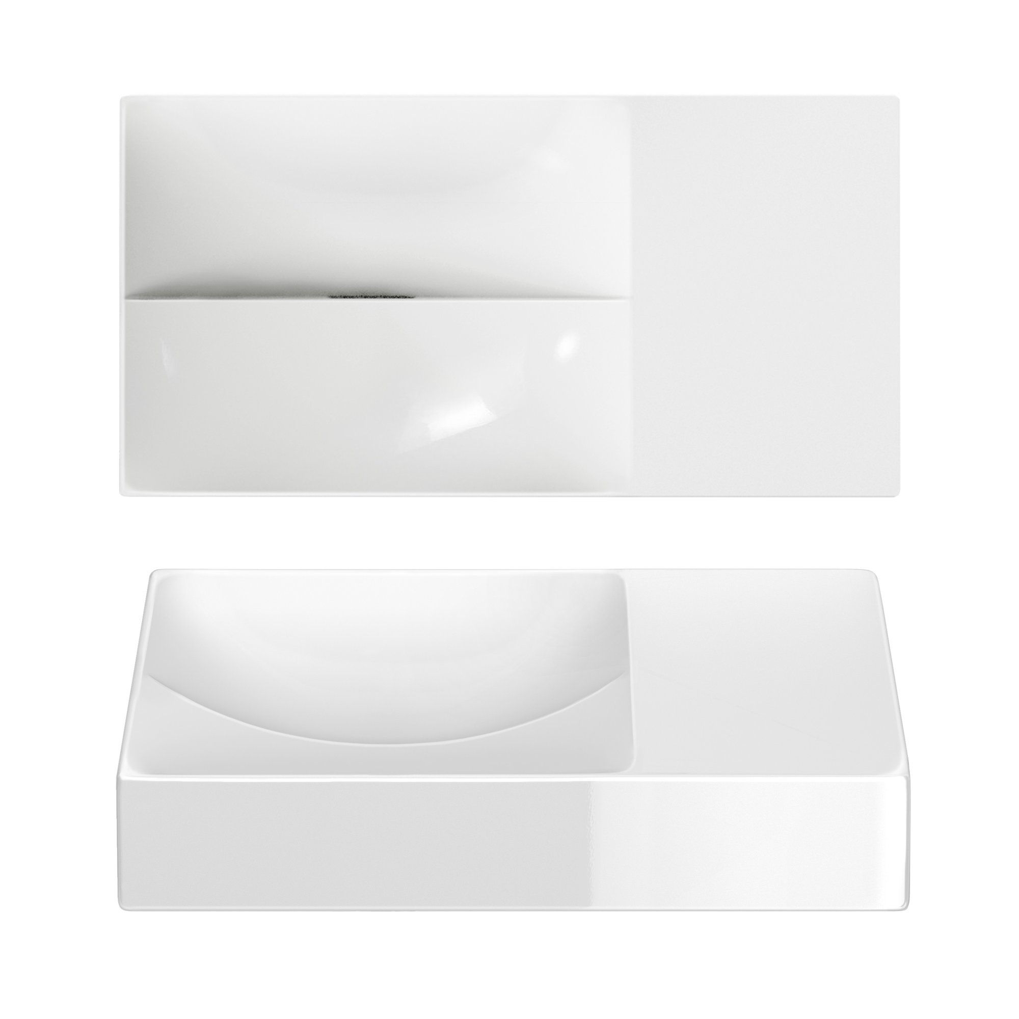 Clou Vale fontein 38x19cm keramiek - zonder kraangat rechts - glans wit - CL/03.03161.R - Afbeelding 2