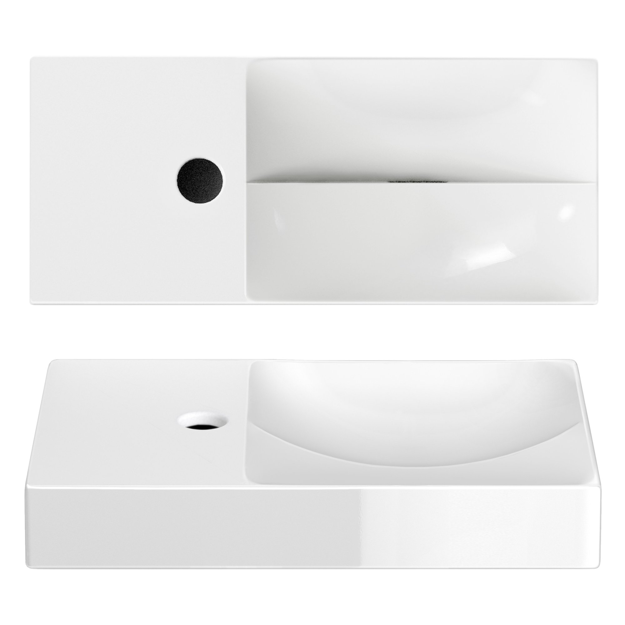 Clou Vale fontein 45x19cm keramiek - met kraangat links - glans wit - CL/03.03162.01.L - Afbeelding 2