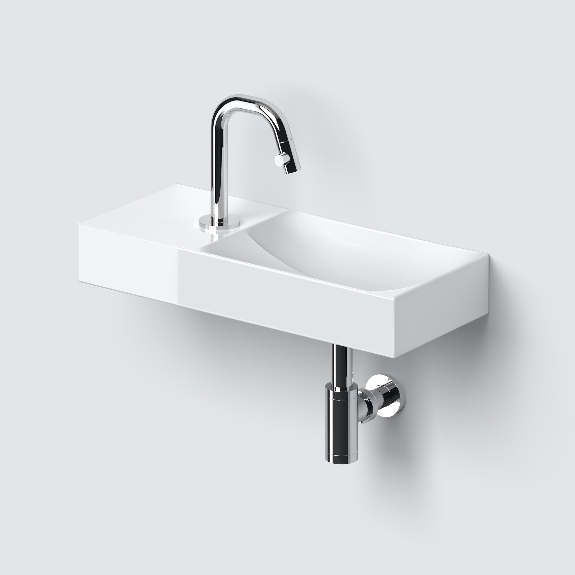 Clou Vale fontein 45x19cm keramiek - met kraangat links - glans wit - CL/03.03162.01.L - Afbeelding 3