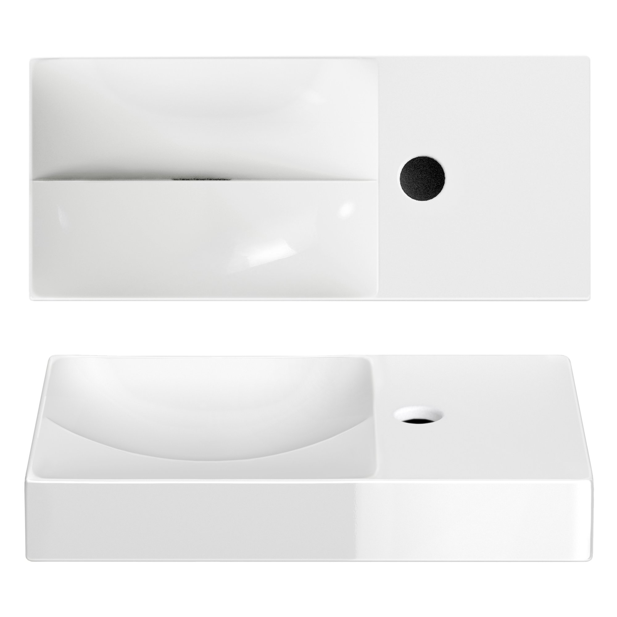 Clou Vale fontein 45x19cm keramiek - met kraangat rechts - glans wit - CL/03.03162.01.R - Afbeelding 2