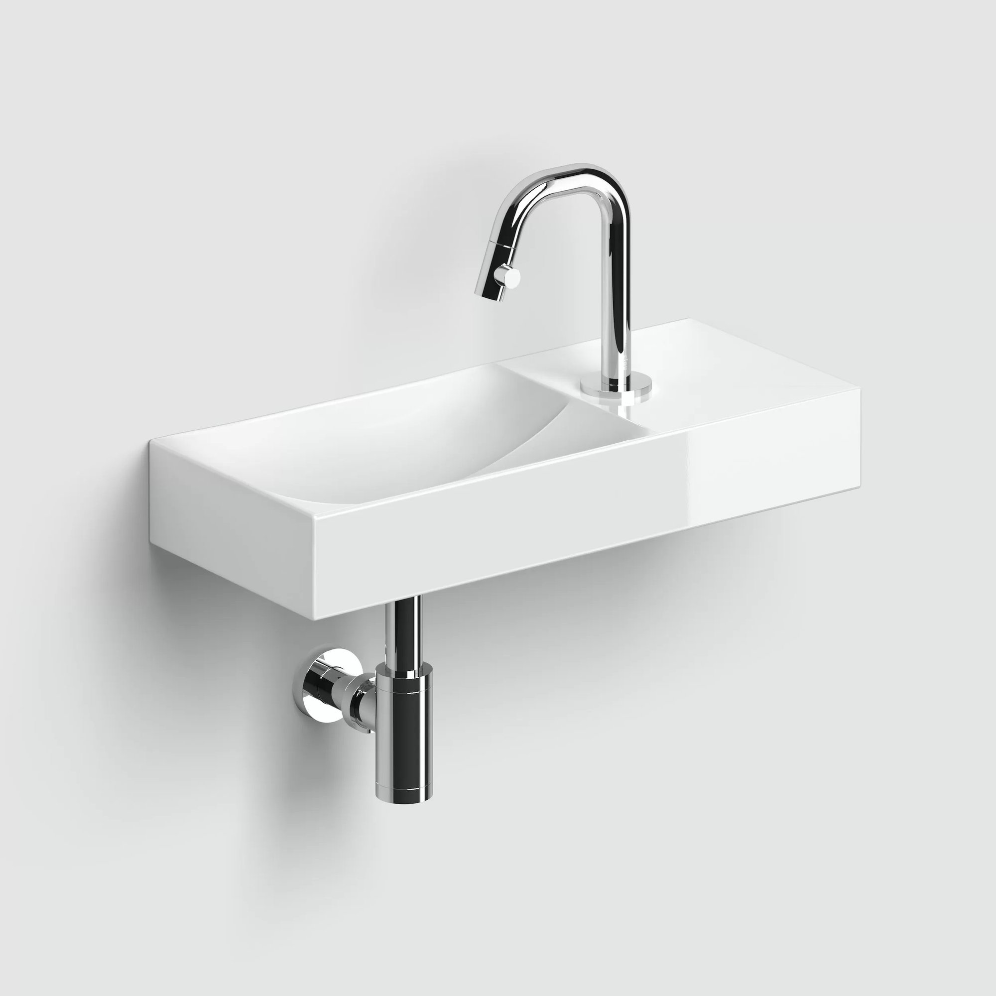 Clou Vale fontein 45x19cm keramiek - met kraangat rechts - glans wit - CL/03.03162.01.R - Afbeelding 4