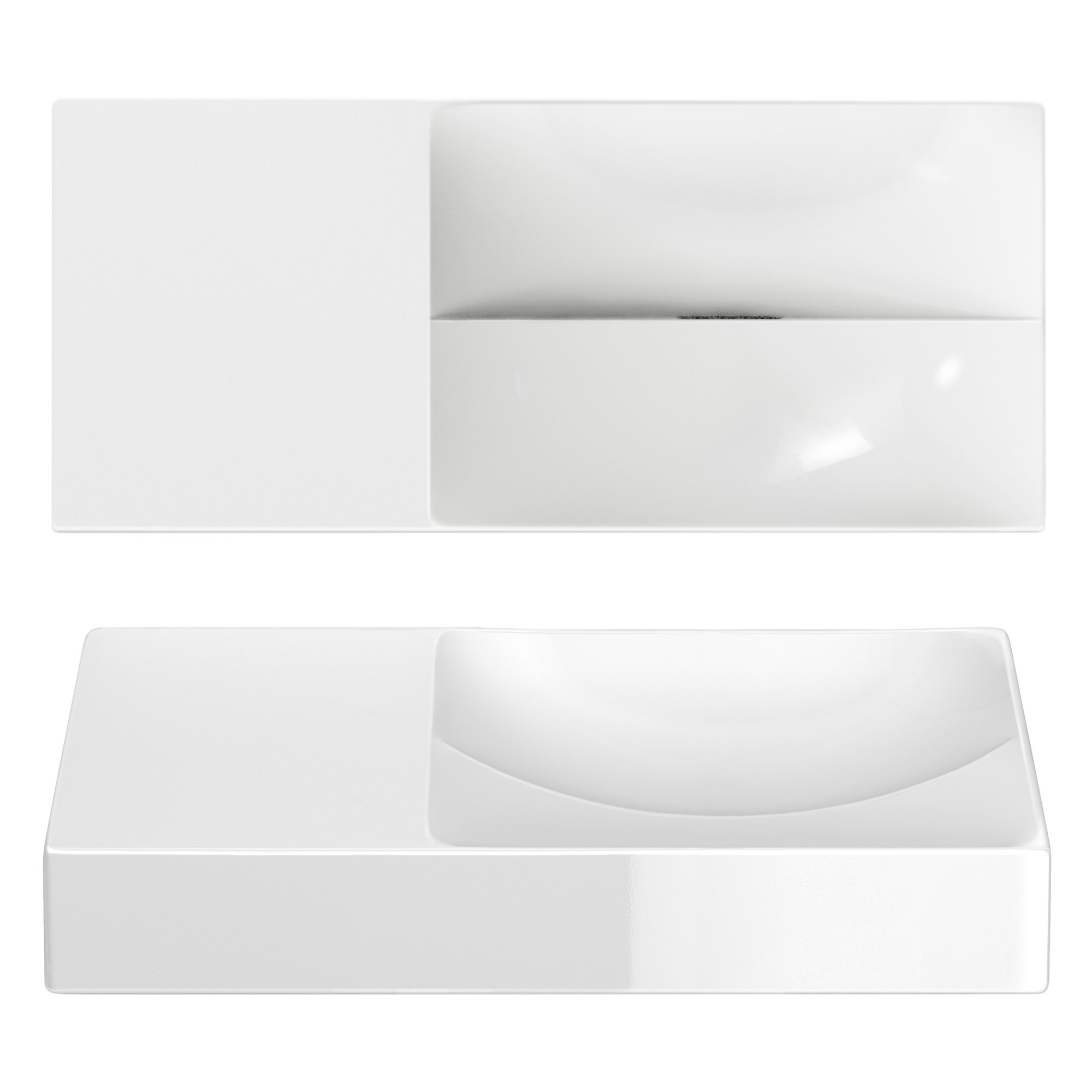 Clou Vale fontein 45x19cm keramiek - zonder kraangat links - glans wit - CL/03.03162.L - Afbeelding 2