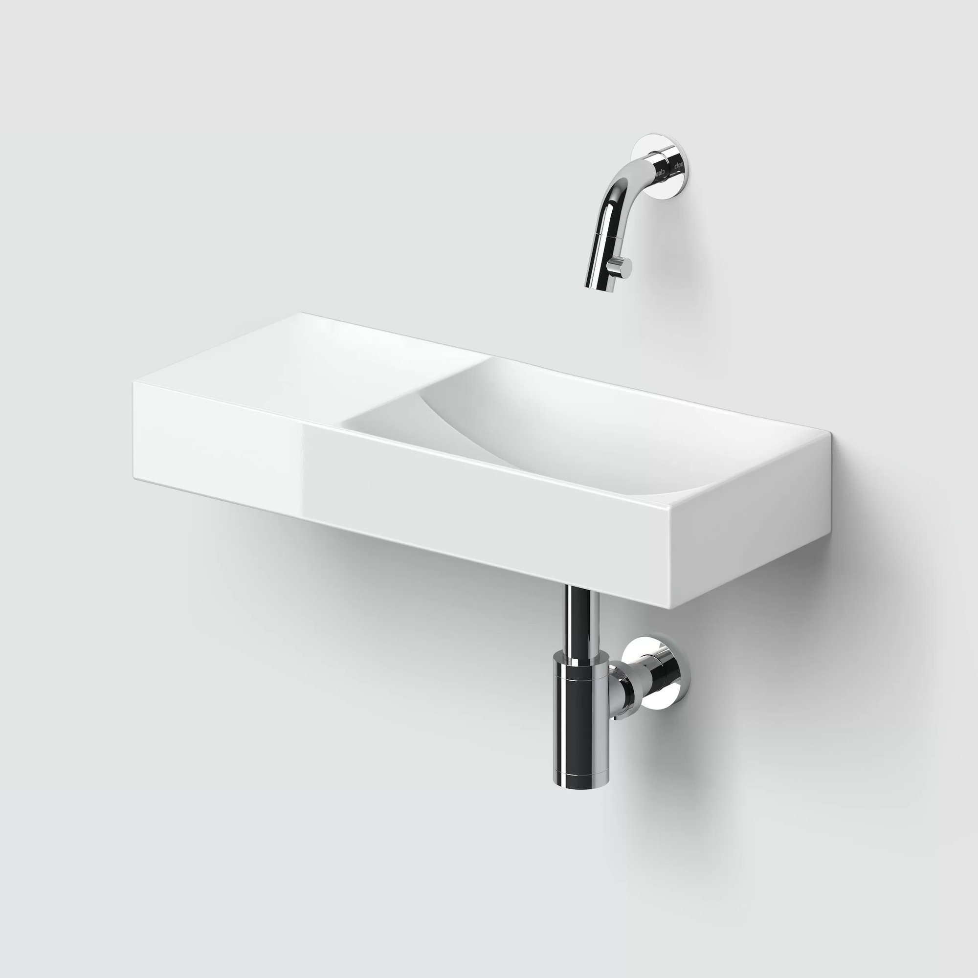 Clou Vale fontein 45x19cm keramiek - zonder kraangat links - glans wit - CL/03.03162.L - Afbeelding 3