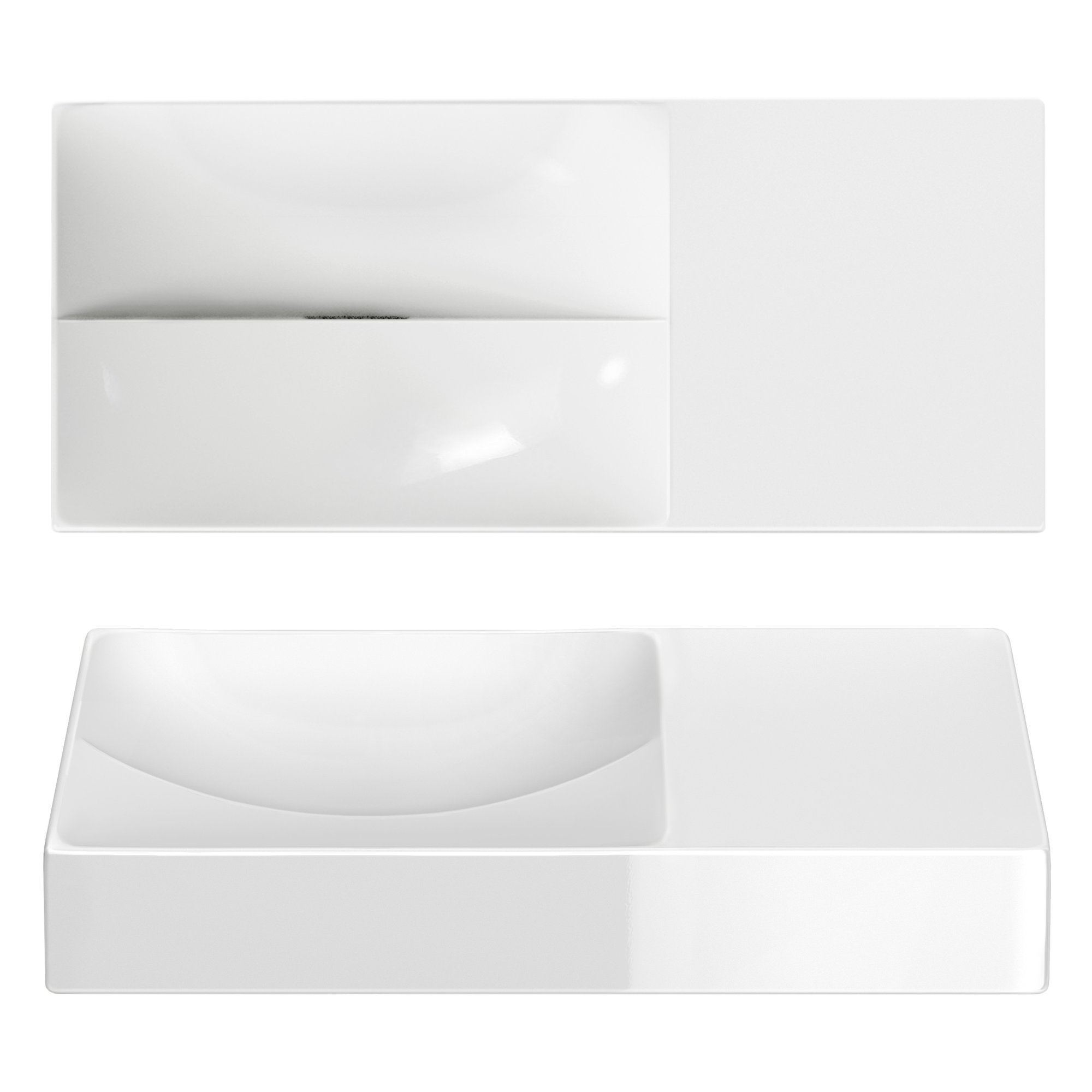 Clou Vale fontein 45x19cm keramiek - zonder kraangat rechts - glans wit - CL/03.03162.R - Afbeelding 2
