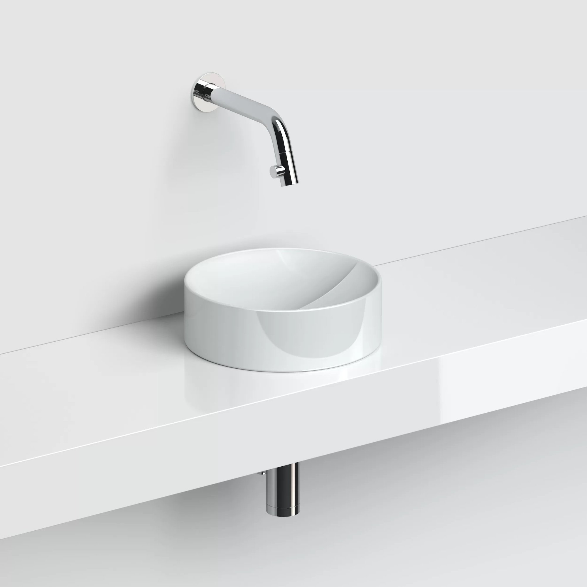 Clou Vale opzetfontein 22cm rond keramiek - glans wit - CL/03.03164 - Afbeelding 3