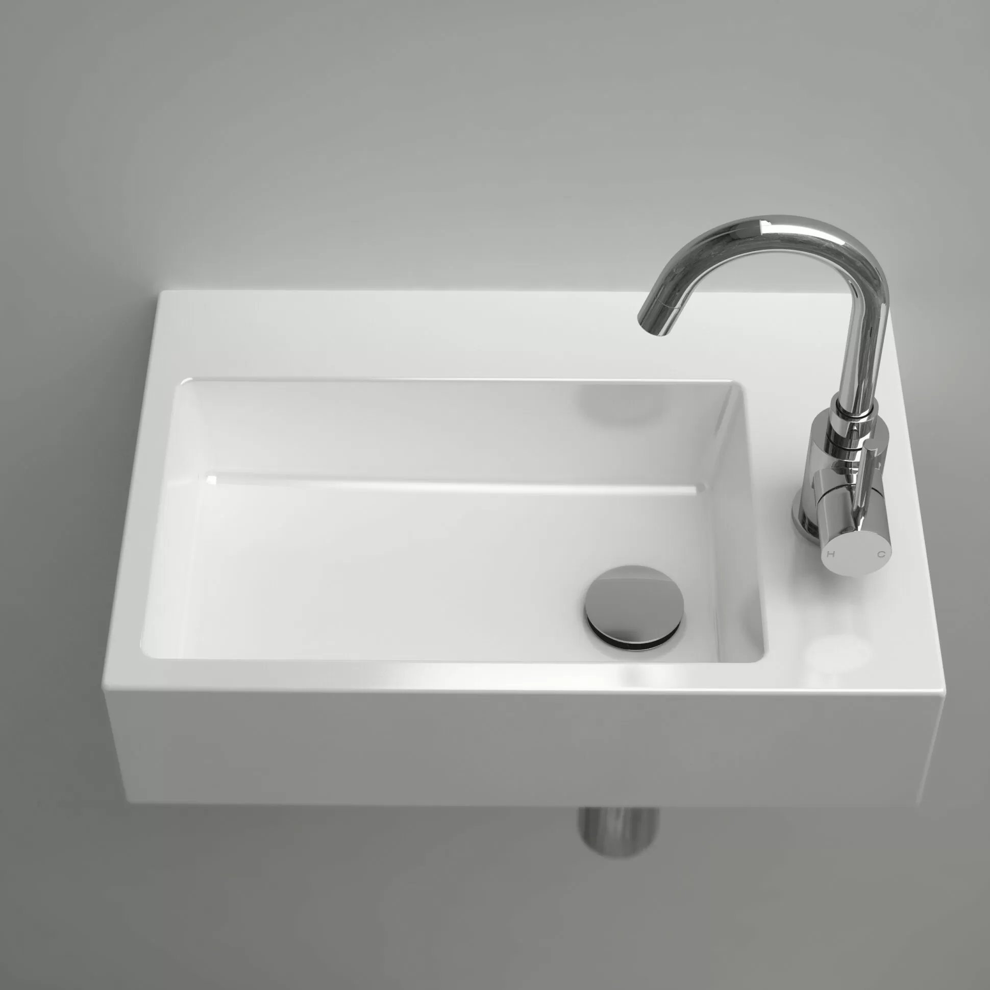 Clou Flush 2 Plus fontein 42,5x29cm keramiek - met kraangat - glans wit - CL/03.03220 - Afbeelding 4