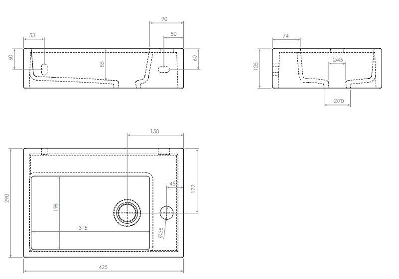 Clou Flush 2 Plus fontein 42,5x29cm keramiek - met kraangat - glans wit - CL/03.03220 - Afbeelding 7