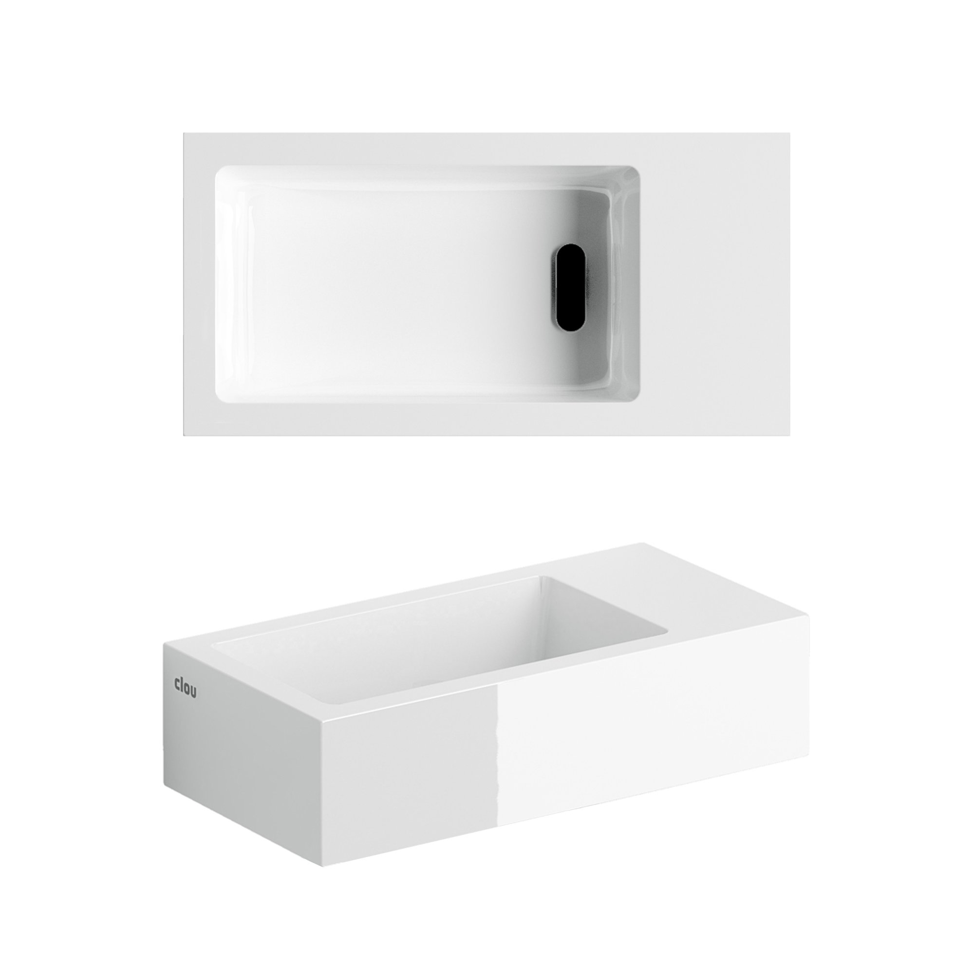 Clou Flush 3 fontein 36x18cm mineraalmarmer - voorbewerkt kraangat - rechts - CL/03.08031 - Afbeelding 2