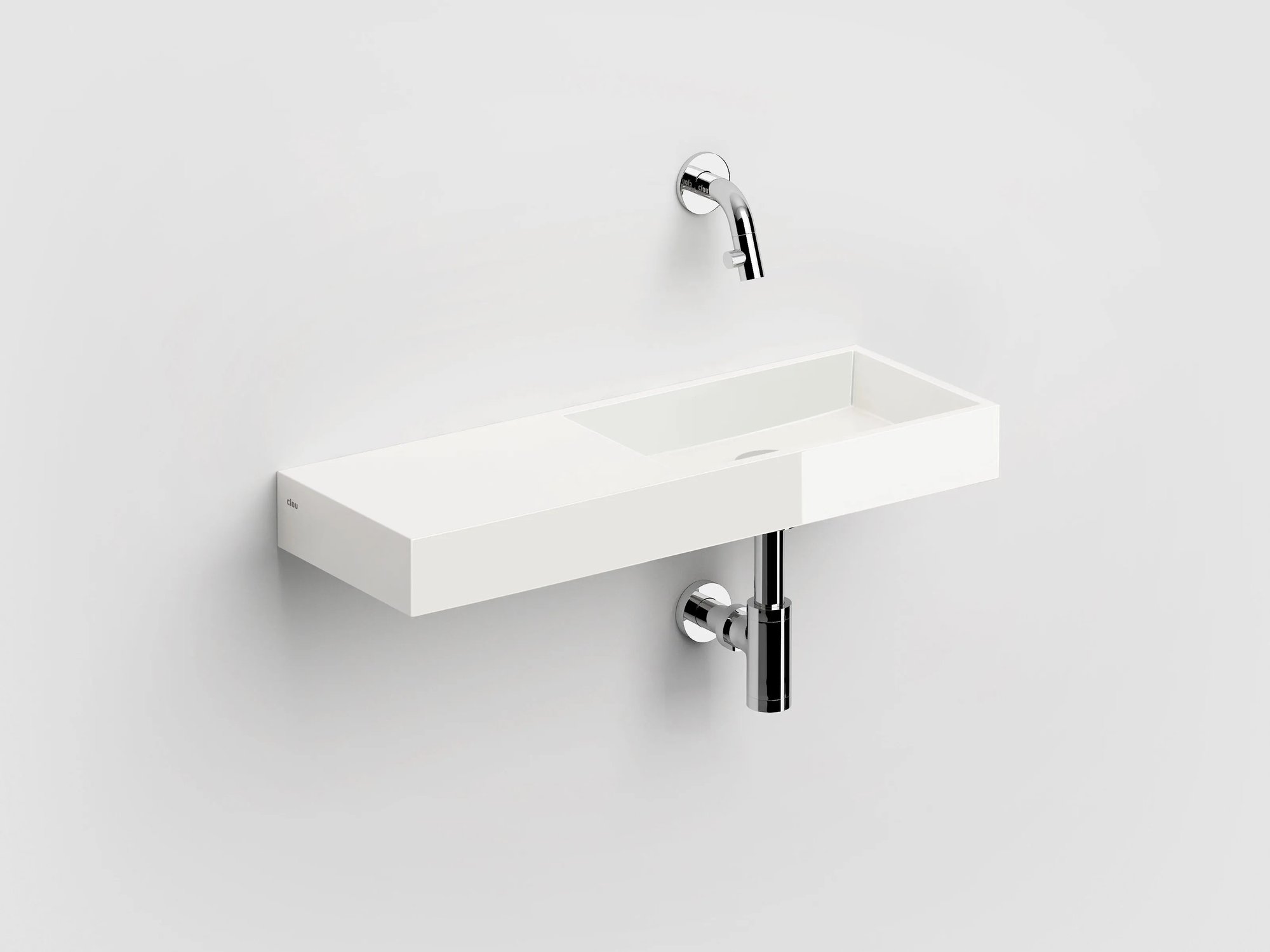 Clou Mini Wash Me fontein 56x19cm mineraalmarmer - voorbewerkt kraangat links - glans wit - CL/03.08138 - Afbeelding 2