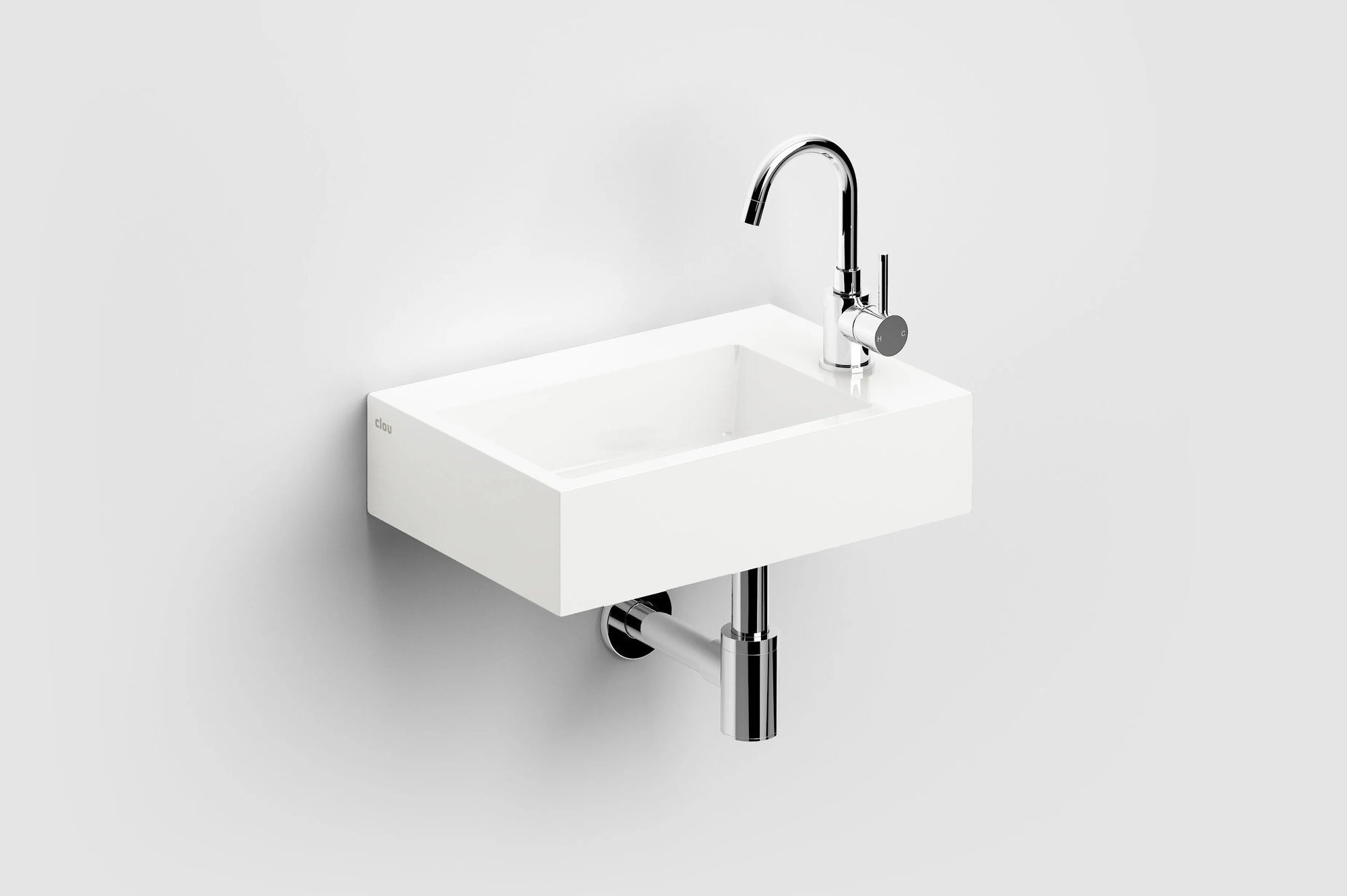 Clou Flush 2 Plus fontein 42,5x29cm mineraalmarmer - voorbewerkt kraangat - glans wit - CL/03.08221 - Afbeelding 3