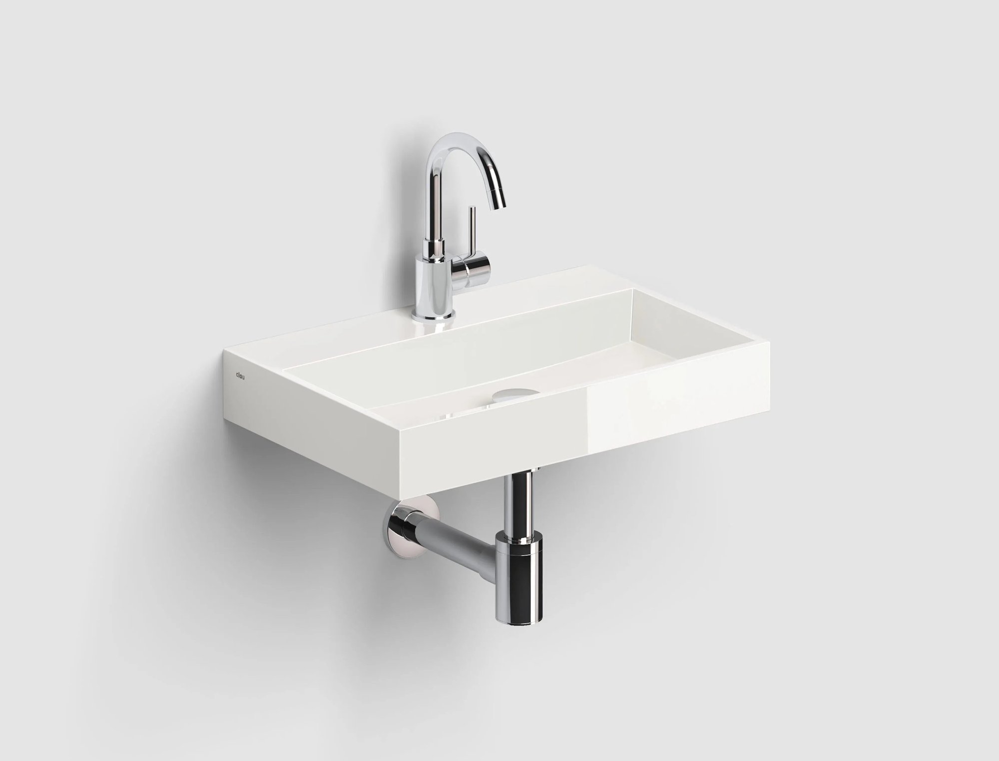 Clou Mini Wash Me Plus fontein 48x32cm mineraalmarmer - voorbewerkt kraangat - glans wit - CL/03.08230 - Afbeelding 2