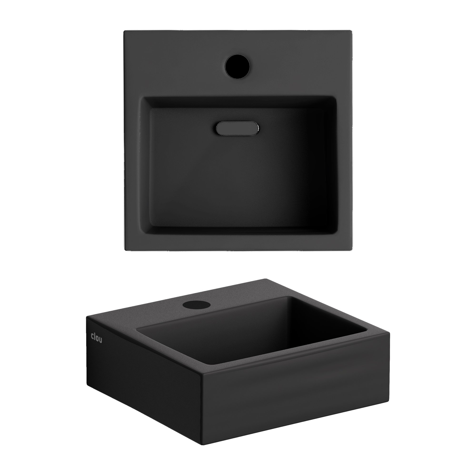 Clou Flush 1 fontein 28x27cm keramiek - met kraangat - mat zwart - CL/03.12010 - Afbeelding 2