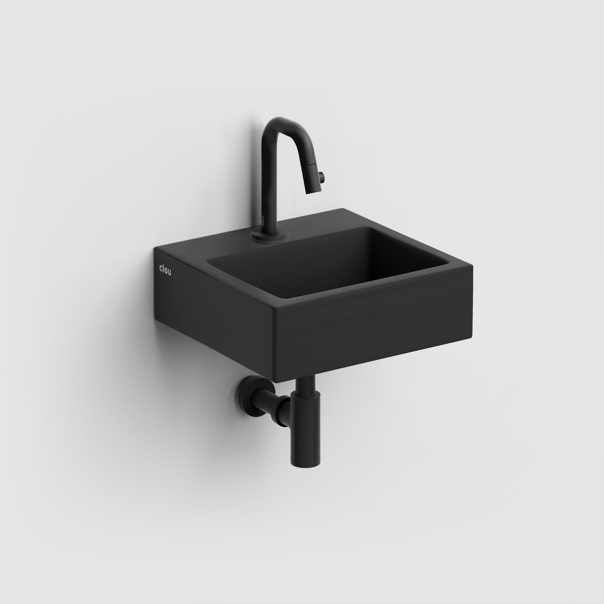 Clou Flush 1 fontein 28x27cm keramiek - met kraangat - mat zwart - CL/03.12010 - Afbeelding 3