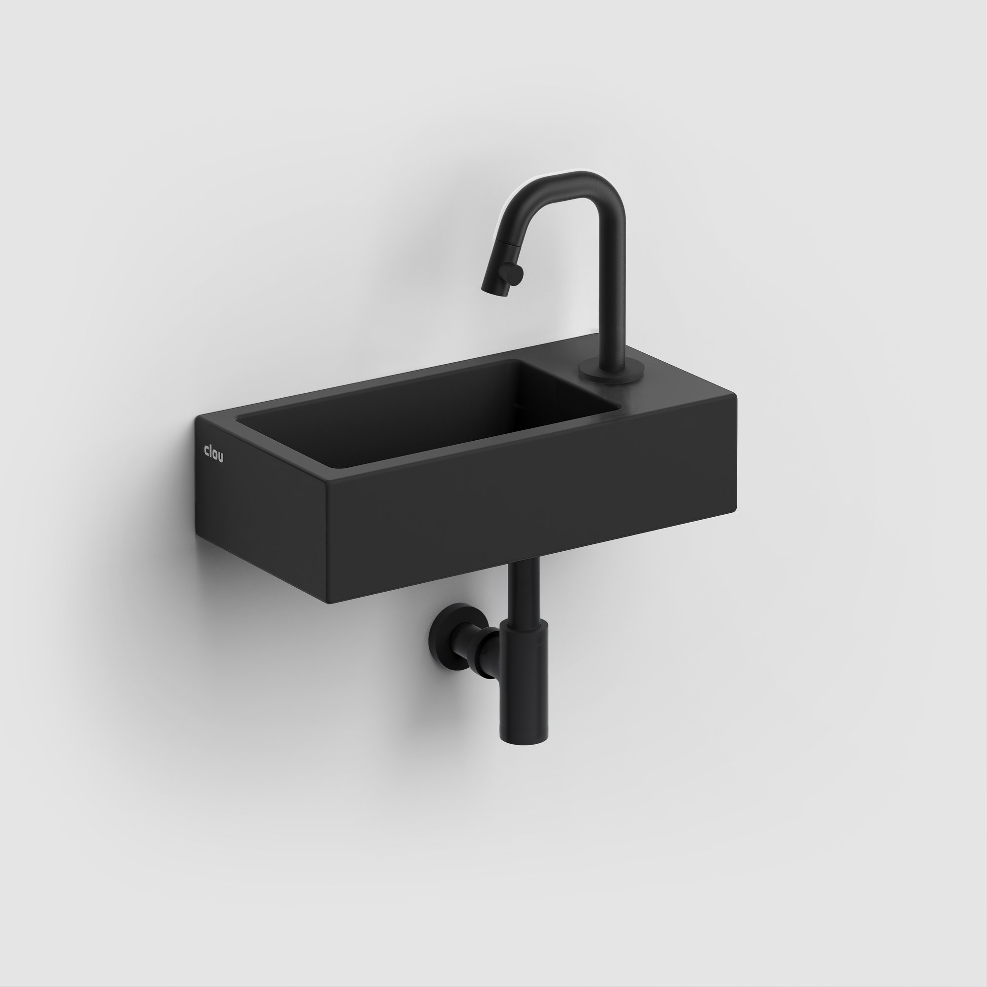 Clou Flush 3 fontein 36x18cm keramiek - met kraangat - rechts - mat zwart - CL/03.12030 - Afbeelding 3