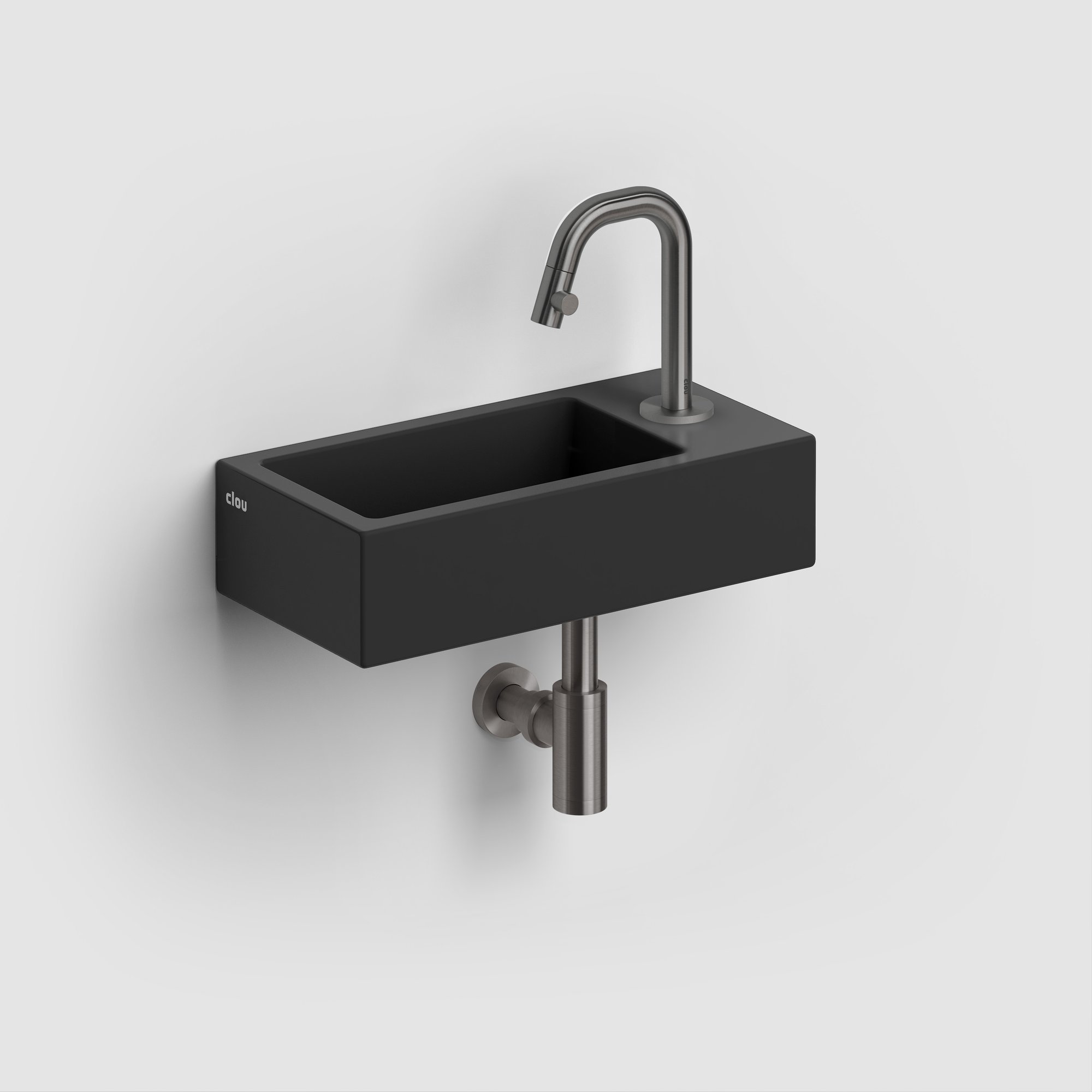 Clou Flush 3 fontein 36x18cm keramiek - met kraangat - rechts - mat zwart - CL/03.12030 - Afbeelding 4