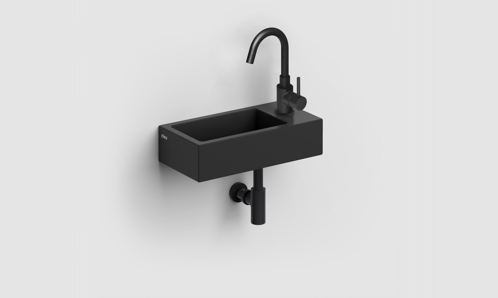 Clou Flush 3 fontein 36x18cm keramiek - met kraangat - rechts - mat zwart - CL/03.12030 - Afbeelding 6