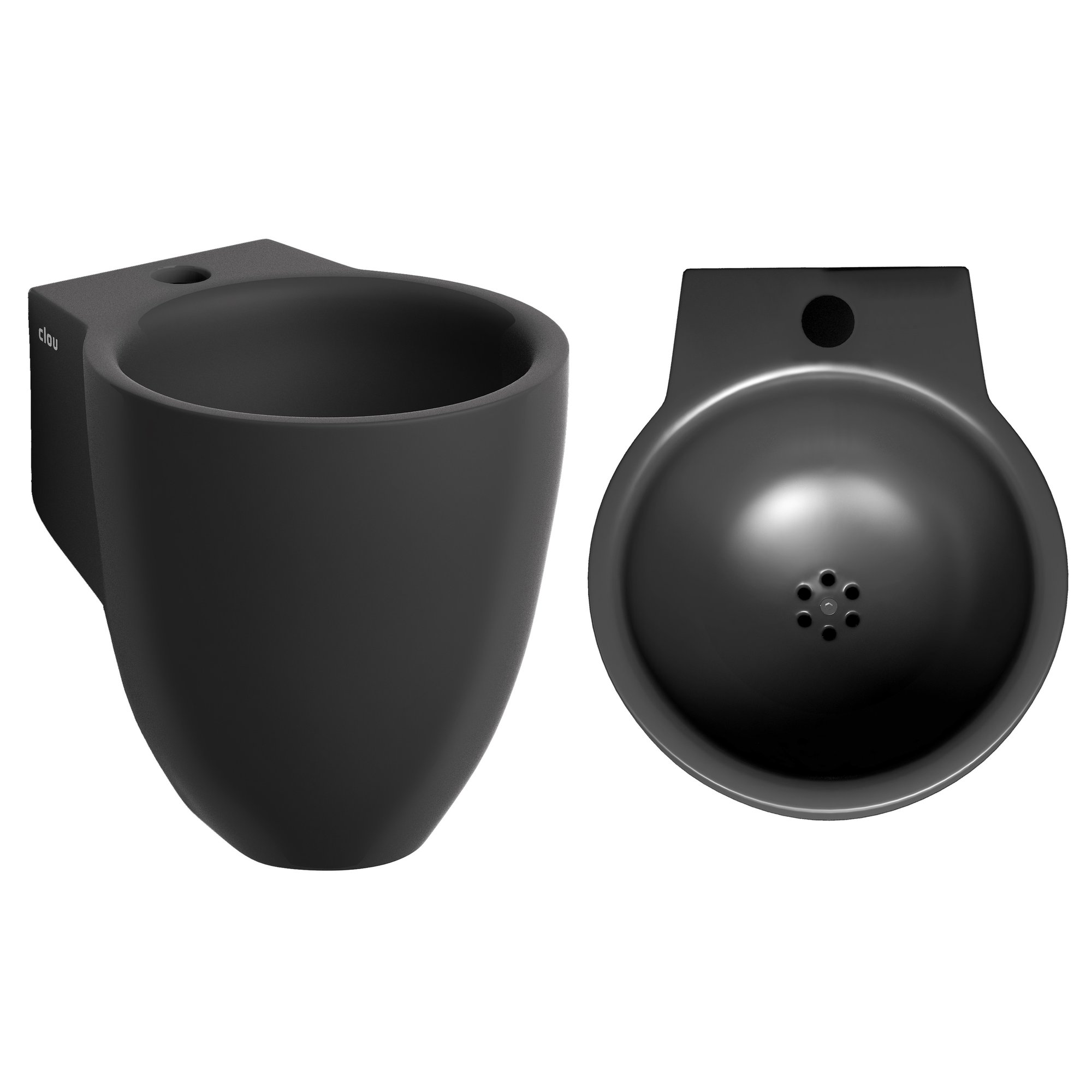 Clou Flush 6 fontein 27x31,5cm keramiek - met kraangat - mat zwart - CL/03.12060 - Afbeelding 2