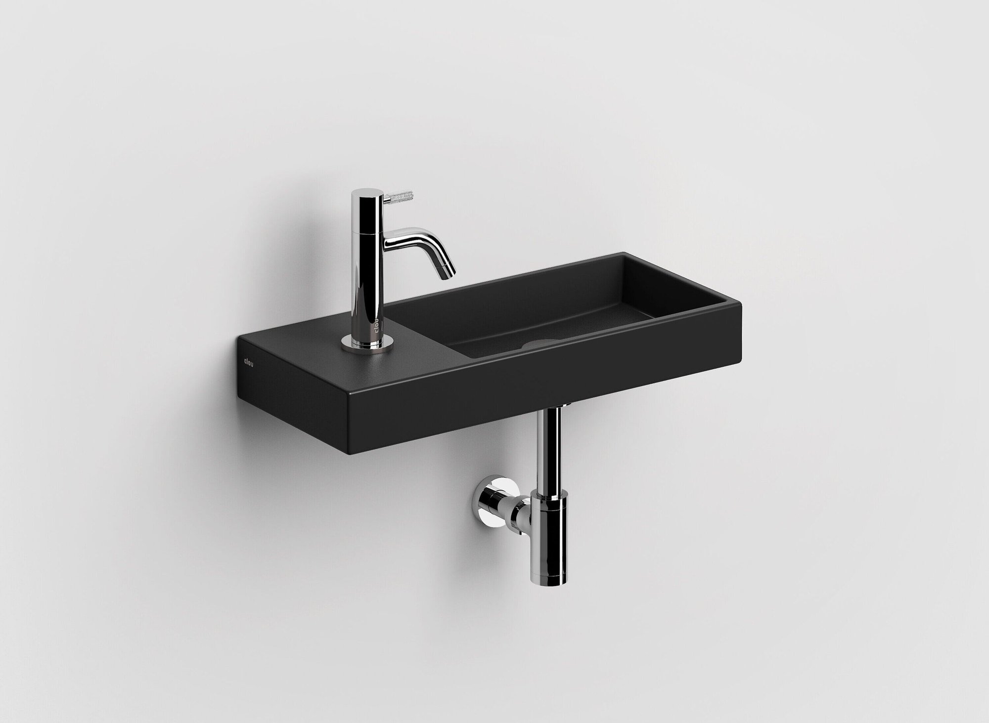 Clou Mini Wash Me fontein 45x19cm keramiek - met kraangat links - mat zwart - CL/03.12234 - Afbeelding 2