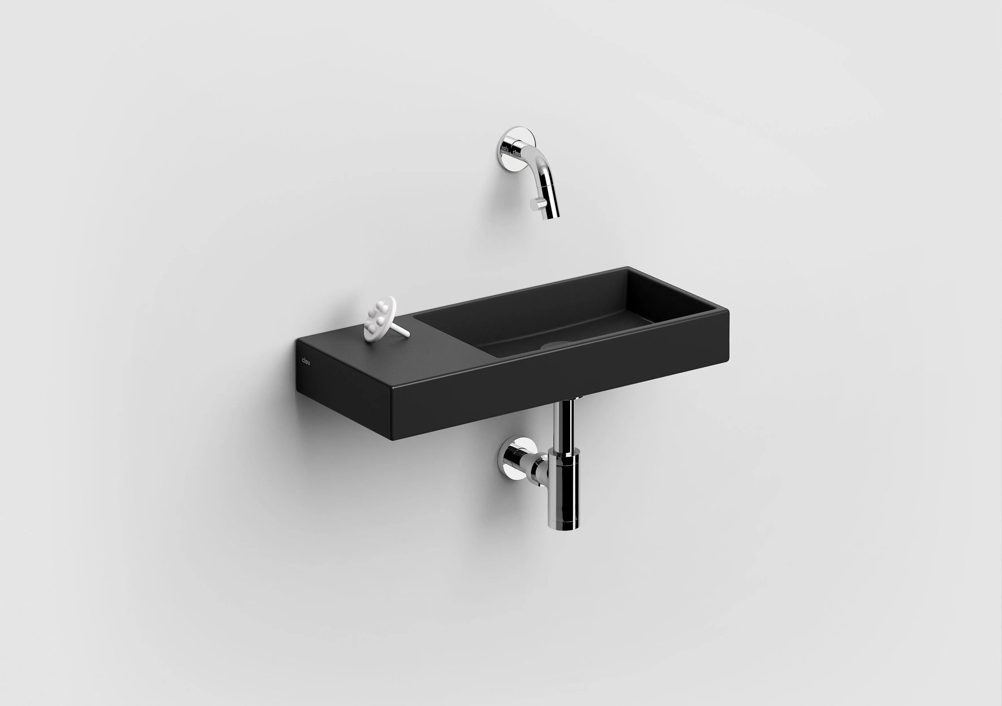 Clou Mini Wash Me fontein 45x19cm keramiek - zonder kraangat links - mat zwart - CL/03.12235 - Afbeelding 3
