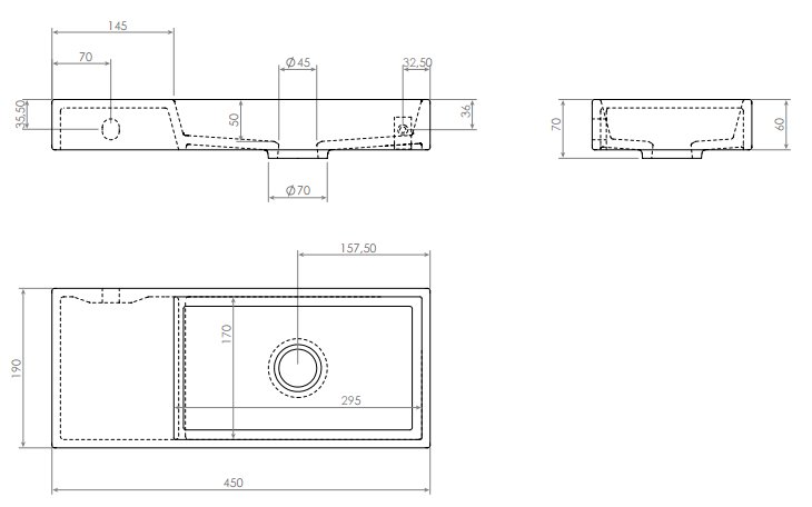 Clou Mini Wash Me fontein 45x19cm keramiek - zonder kraangat links - mat zwart - CL/03.12235 - Afbeelding 6