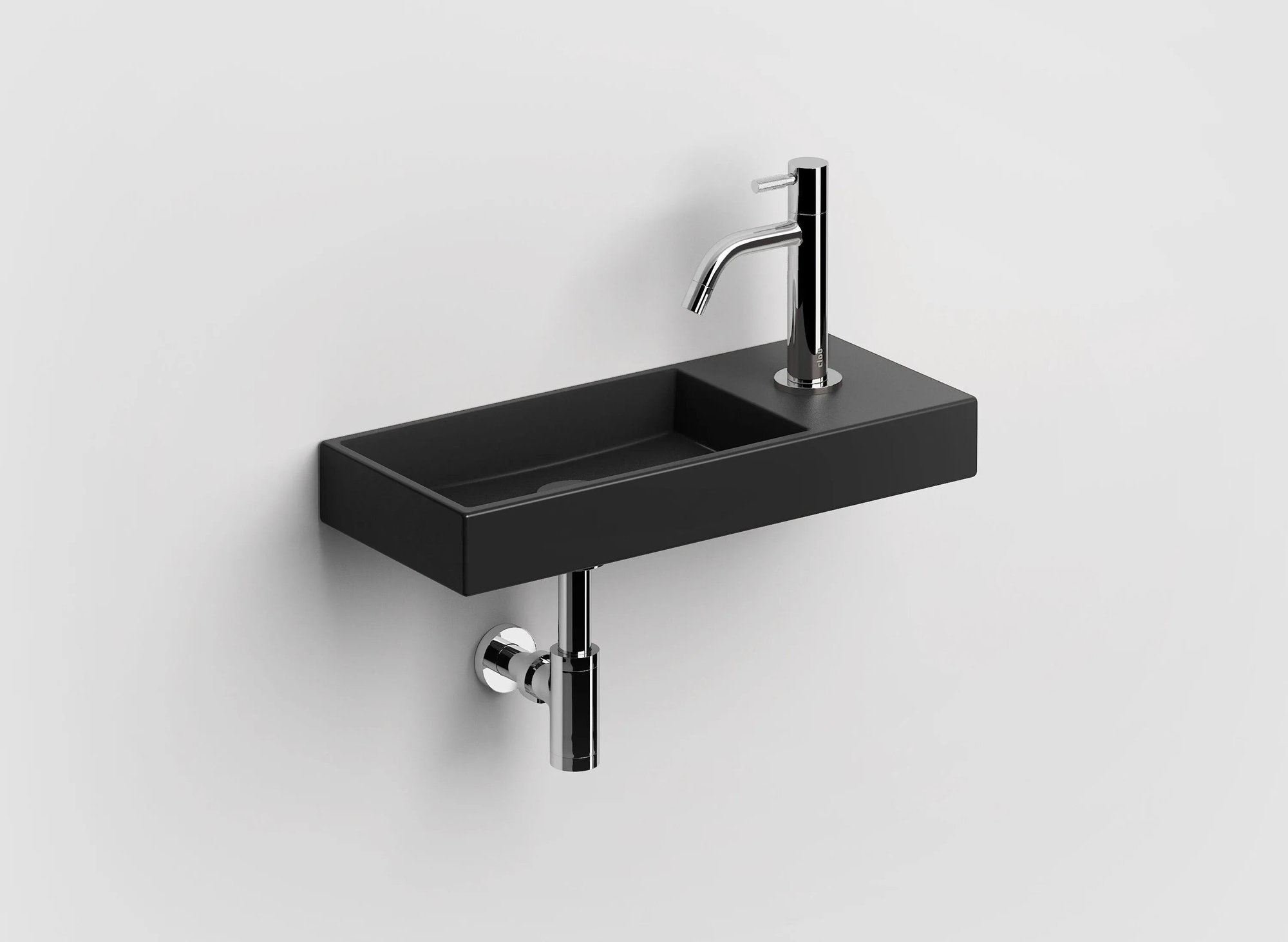 Clou Mini Wash Me fontein 45x19cm keramiek - met kraangat rechts - mat zwart - CL/03.12236 - Afbeelding 2
