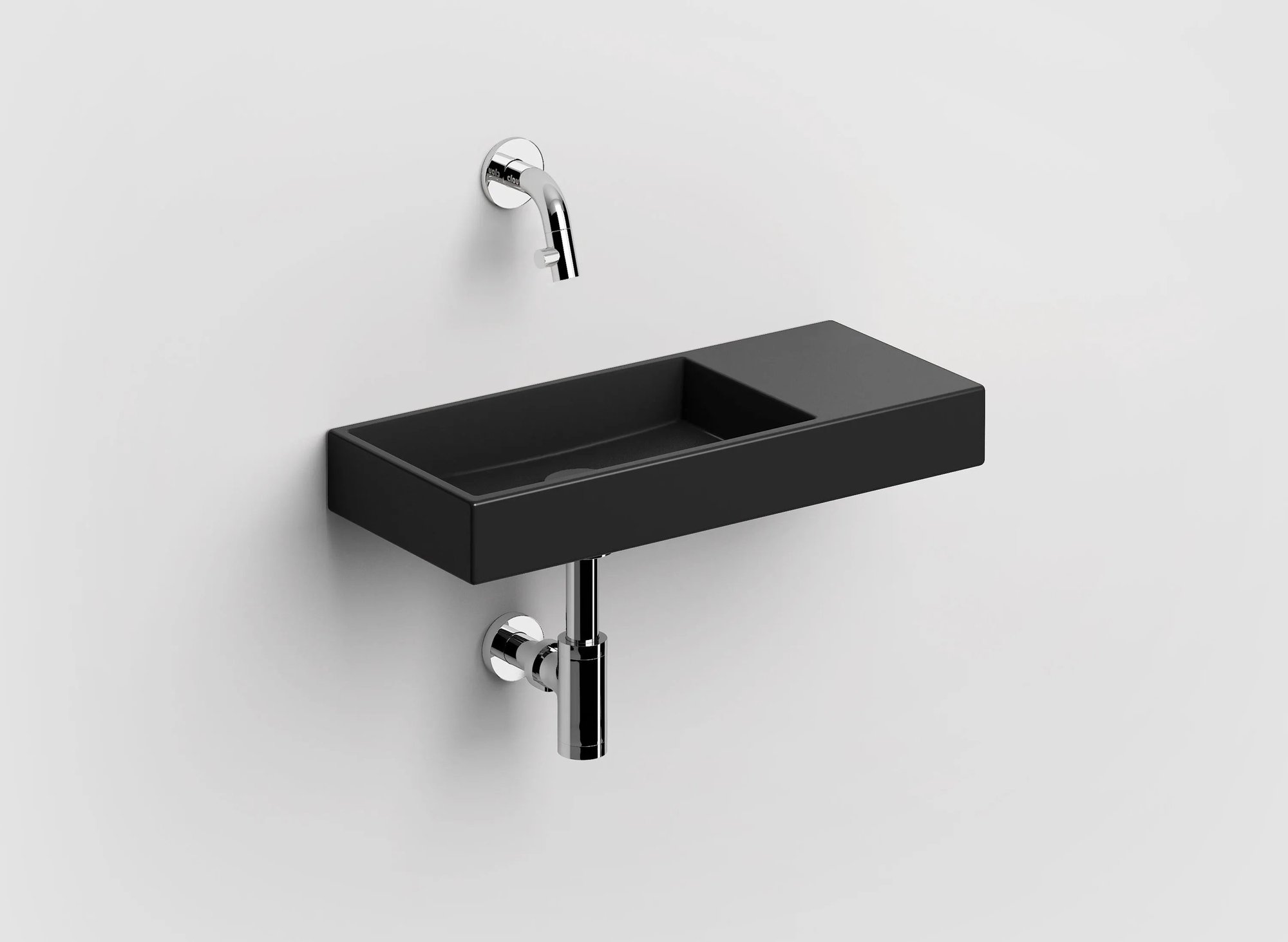 Clou Mini Wash Me fontein 45x19cm keramiek - zonder kraangat rechts - mat zwart - CL/03.12237 - Afbeelding 2