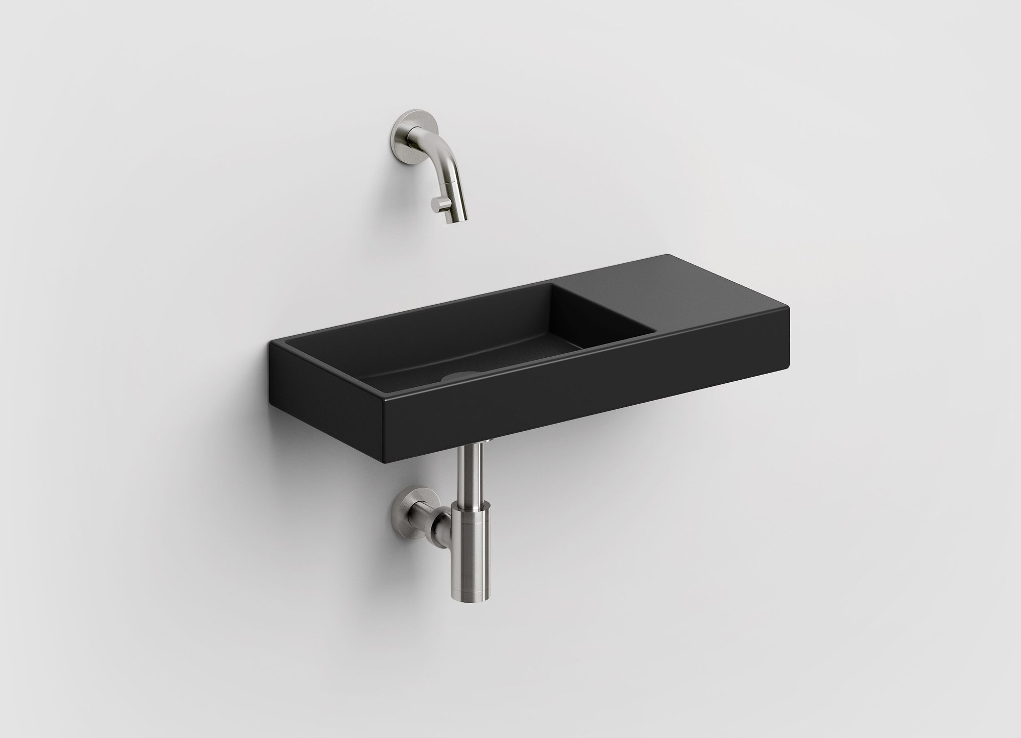 Clou Mini Wash Me fontein 45x19cm keramiek - zonder kraangat rechts - mat zwart - CL/03.12237 - Afbeelding 3