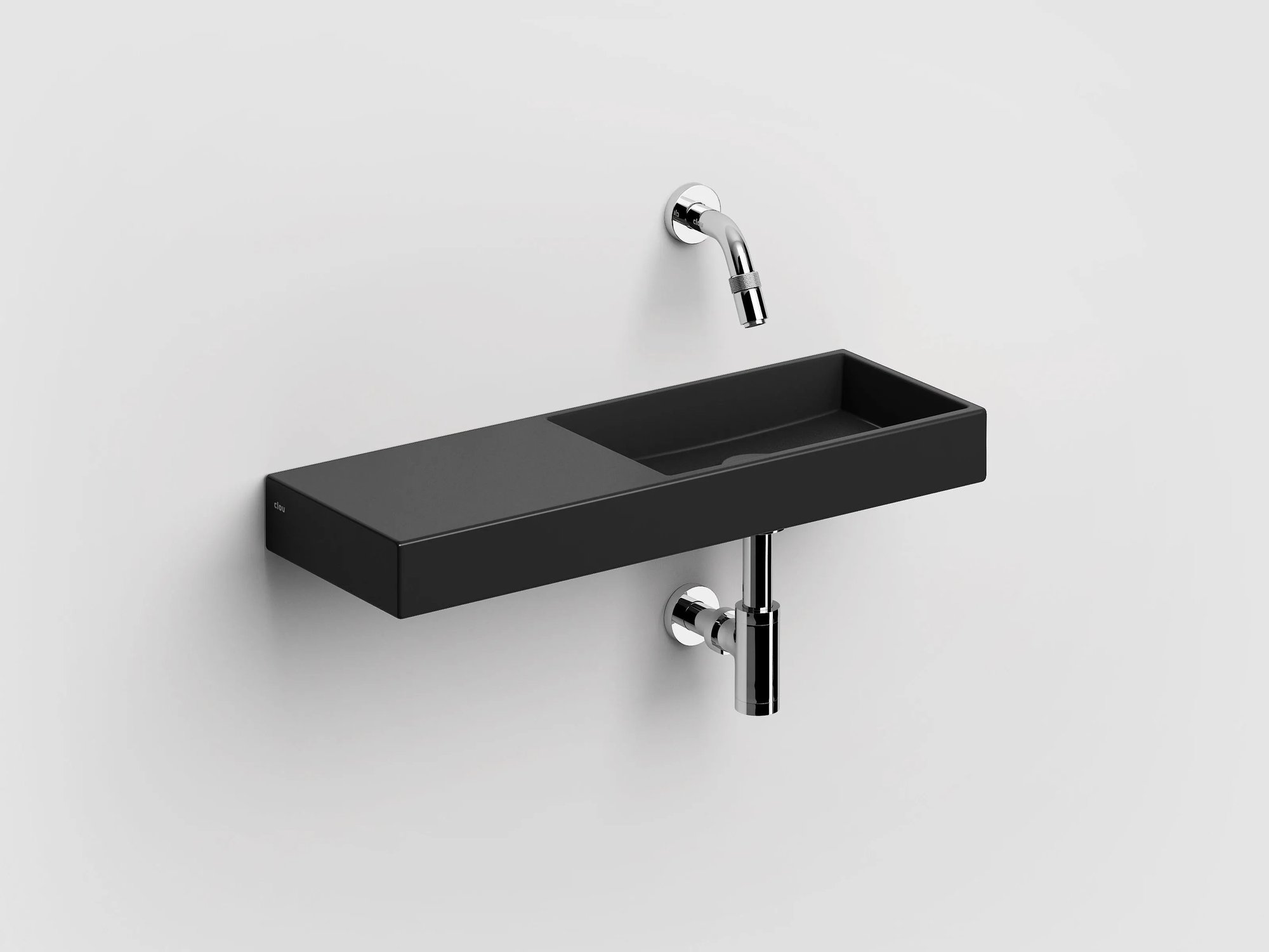 Clou Mini Wash Me fontein 56x19cm keramiek - zonder kraangat links - mat zwart - CL/03.12239 - Afbeelding 2