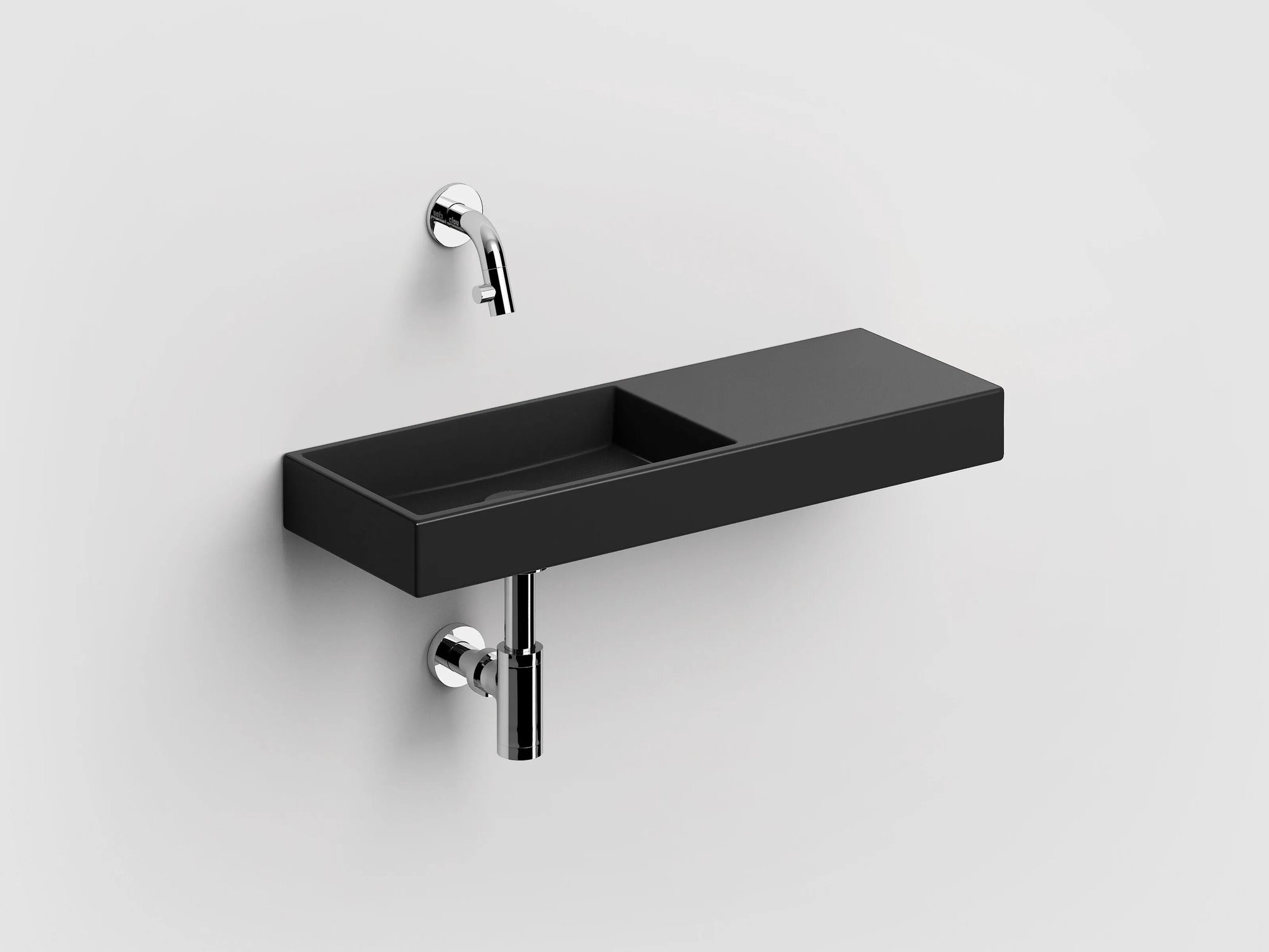 Clou Mini Wash Me fontein 56x19cm keramiek - zonder kraangat rechts - mat zwart - CL/03.12241 - Afbeelding 2