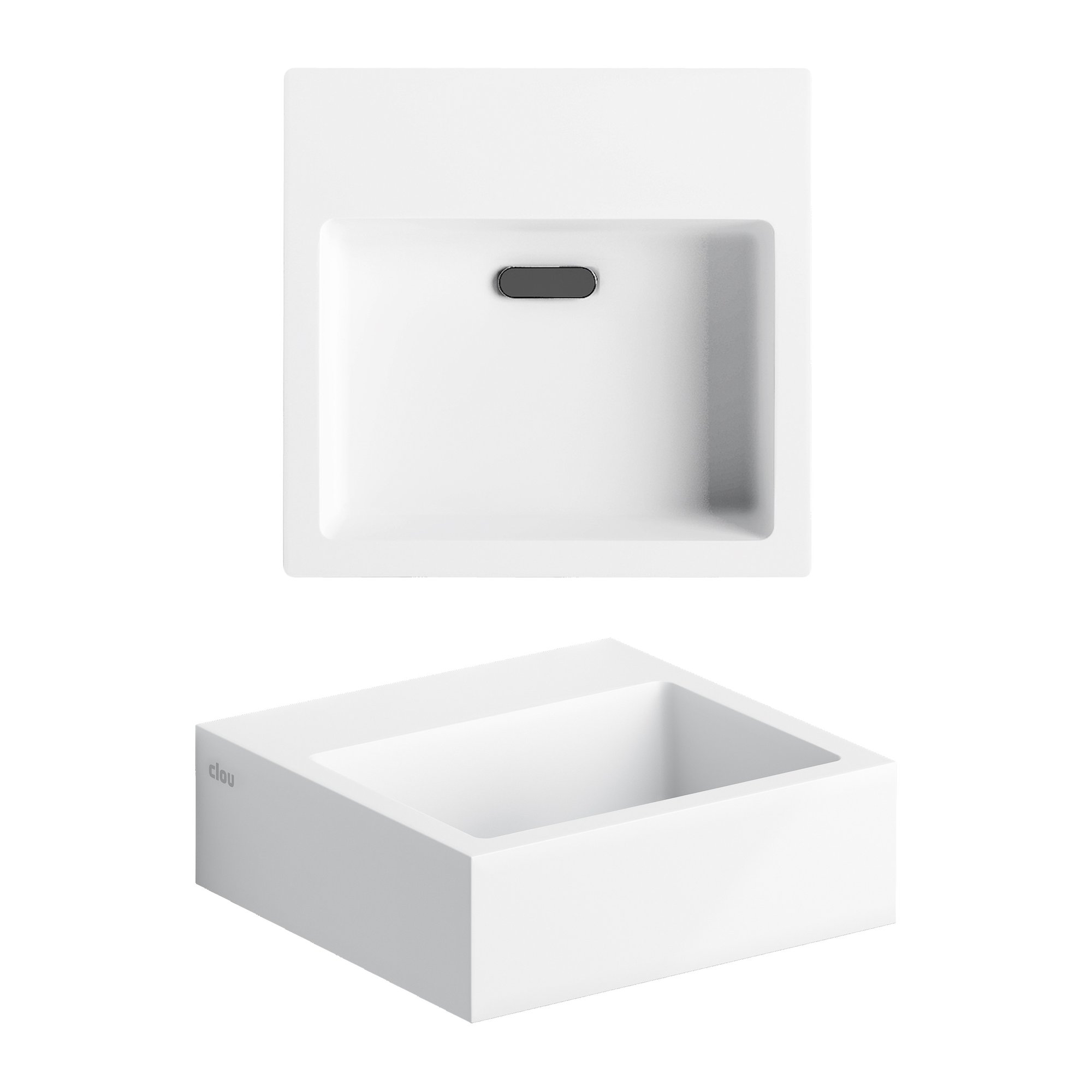 Clou Flush 1 fontein 28x27cm aluite - voorbewerkt kraangat - mat wit - CL/03.13011-1 - Afbeelding 2