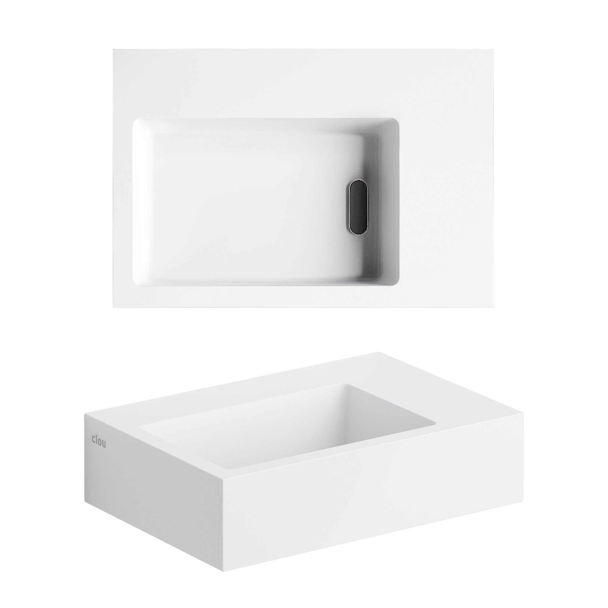 Clou Flush 2 fontein 36x24,5cm aluite - voorbewerkt kraangat - mat wit - CL/03.13021 - Afbeelding 2